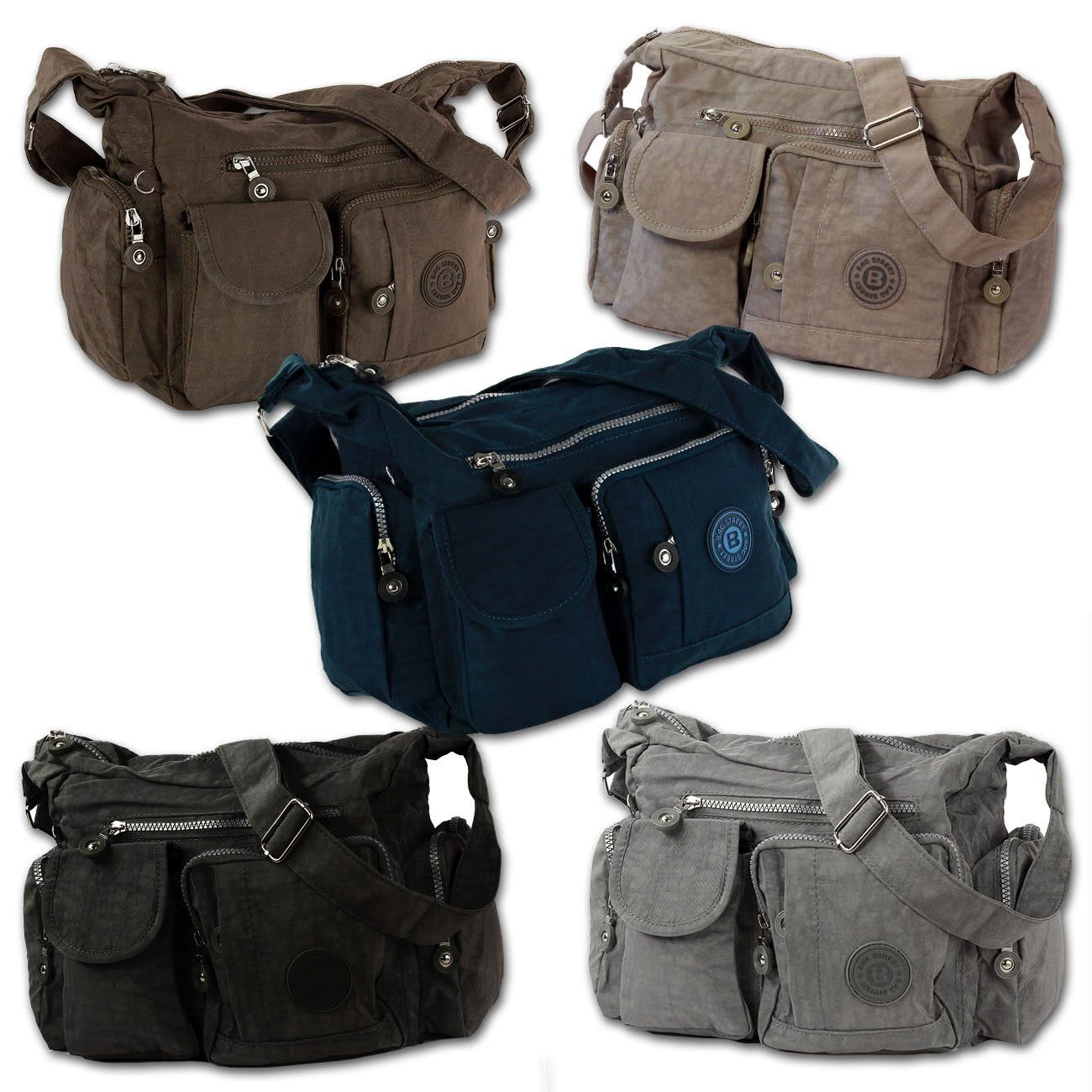 BAG STREET Schultertasche Bag Street Damenhandtasche Schultertasche (Schultertasche), Damen, Jugend Schultertasche Nylon, grau ca. 32cm x ca. 20cm