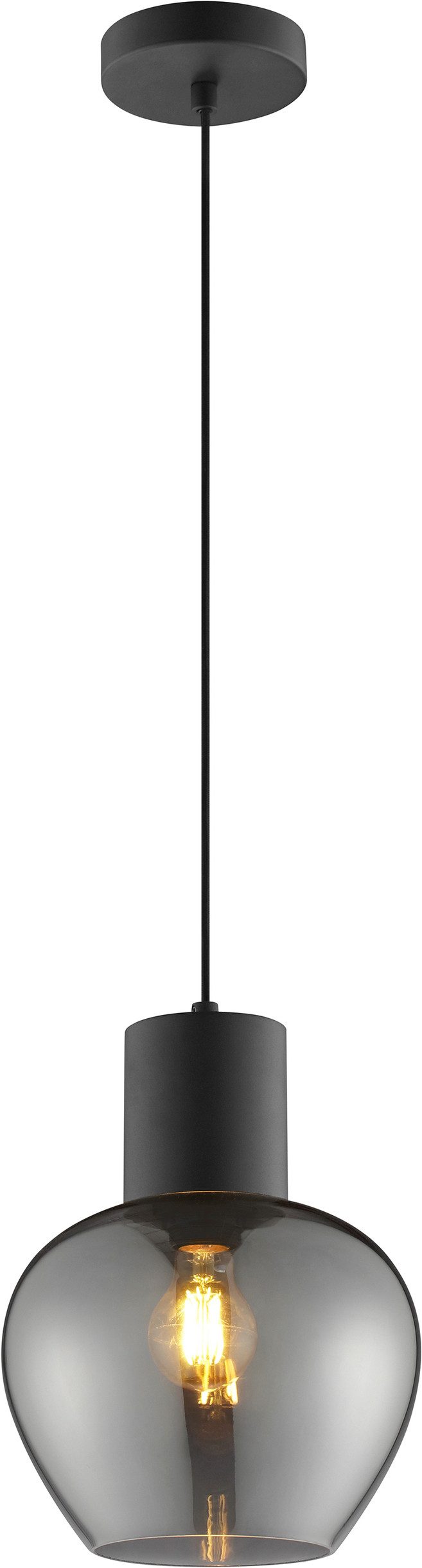 Brilliant Pendelleuchte Ligari, ohne Leuchtmittel, Höhe 150 cm, Fassung E27, teilw. GU 10, Aluminium Rauchglas, schwarz