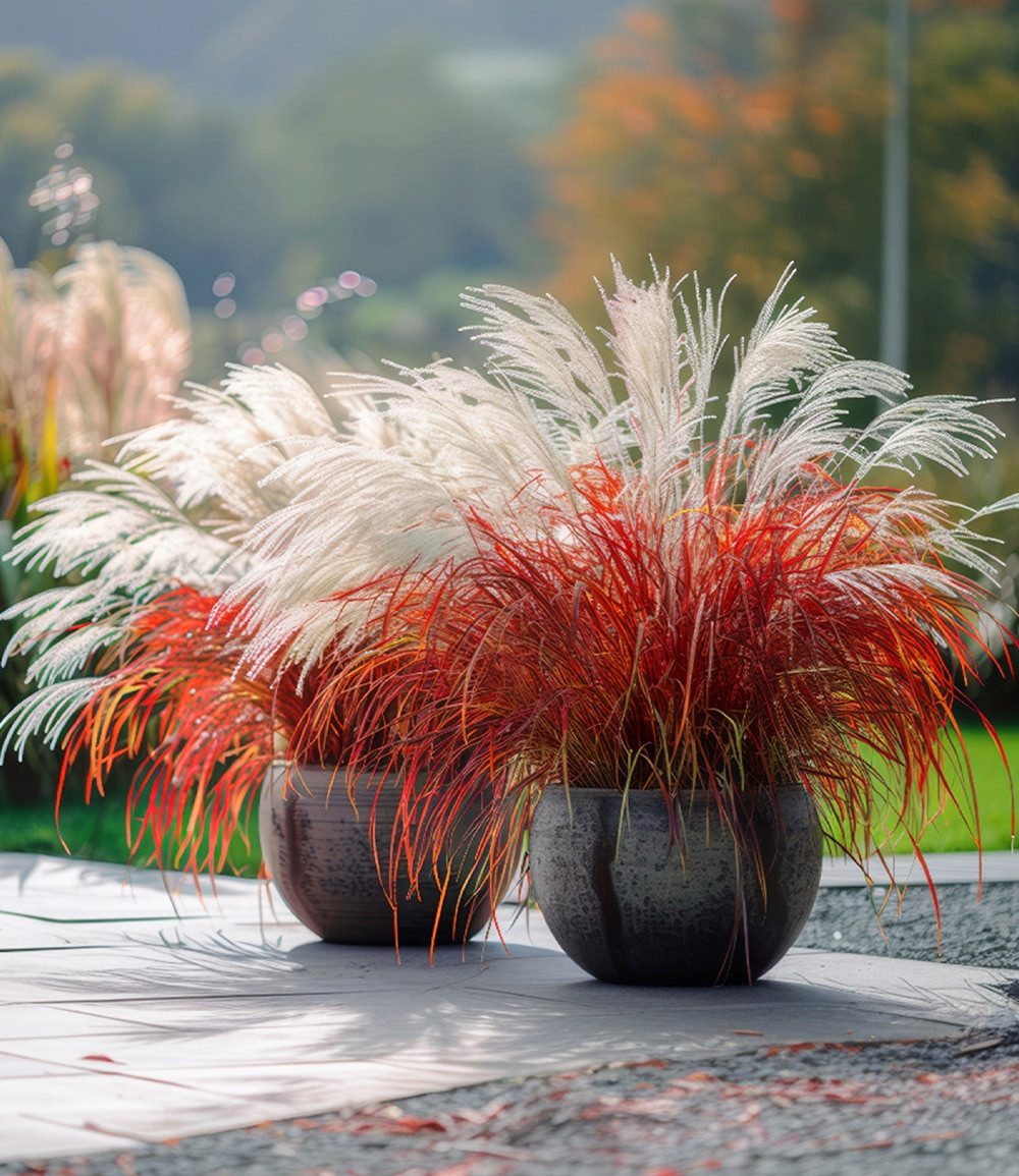 BALDUR Garten Gräser Miscanthus 'Lady in Red®', 3 St., Schnittblume,winterhart, mehrjährig, pflegeleicht