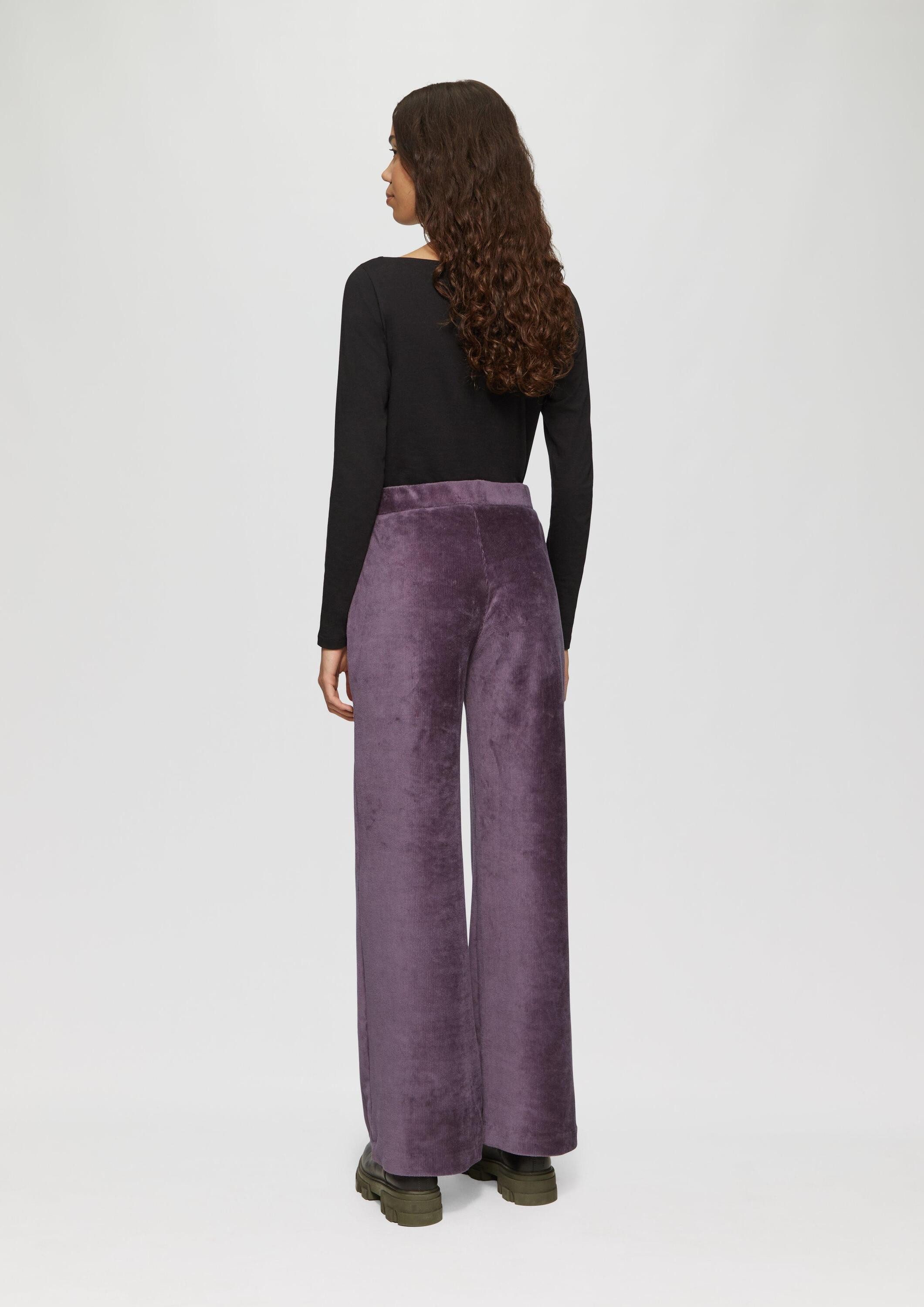 QS Chinos Hose Elastische Wide Leg-Hose in Cordoptik