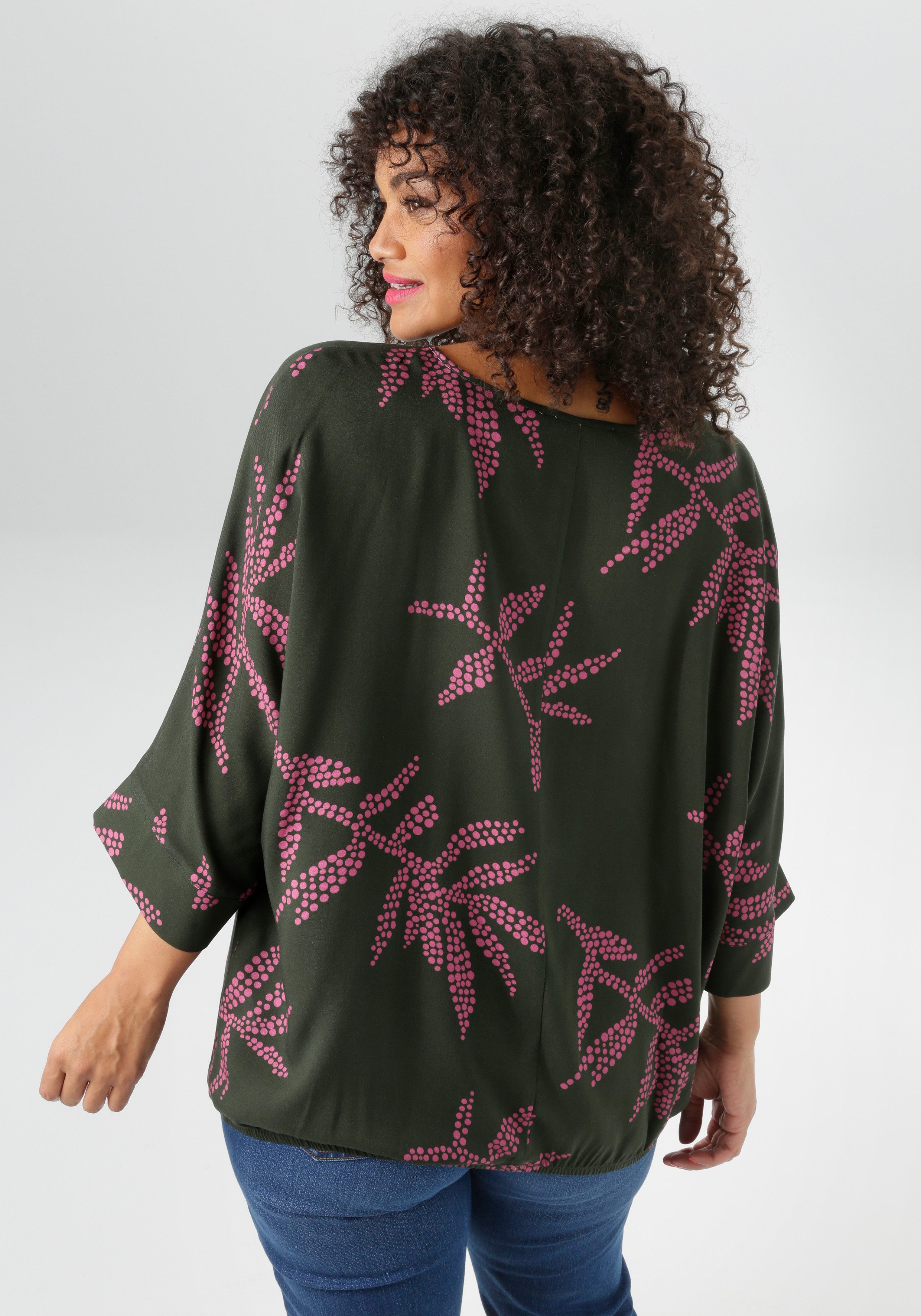 Aniston PLUS Schlupfbluse mit großflächigem Blumendruck günstig online kaufen