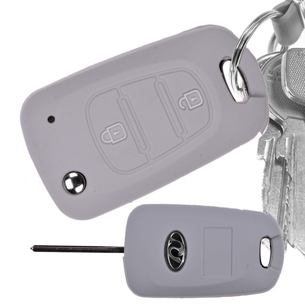 Hyundai Schutzhülle Sportage Schlüsseltasche 2 Accent Grau, Rio Silikon mt-key Autoschlüssel Tasten Elantra Schlüssel Picanto Kia Softcase für