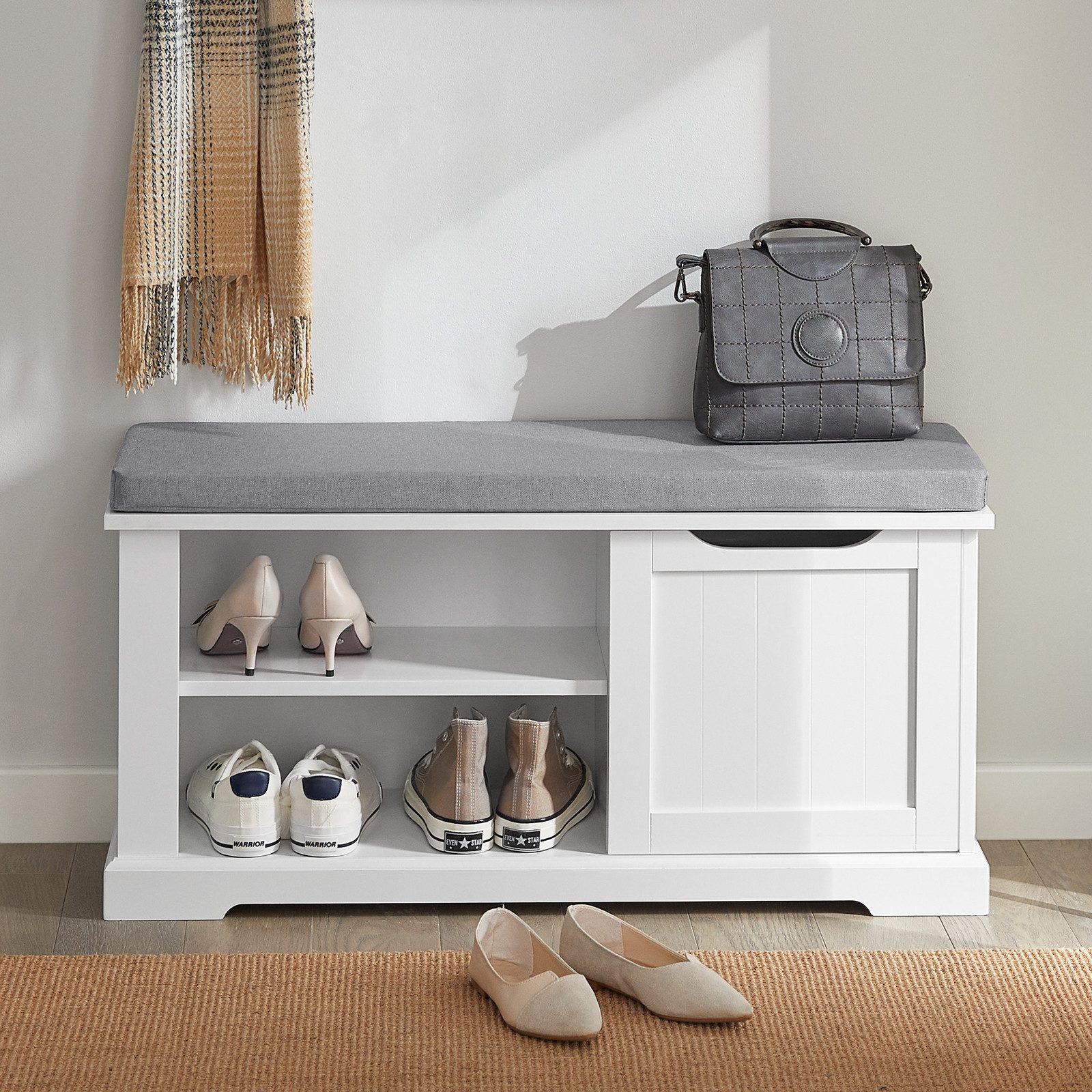 SoBuy Schuhbank FSR84, mit 1 Tür Truhenbank Sitzbank mit Stauraum Garderobe günstig online kaufen