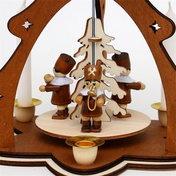 SIGRO Weihnachtspyramide Holz Tischpyramide, für 4 Kerzen Bergleute