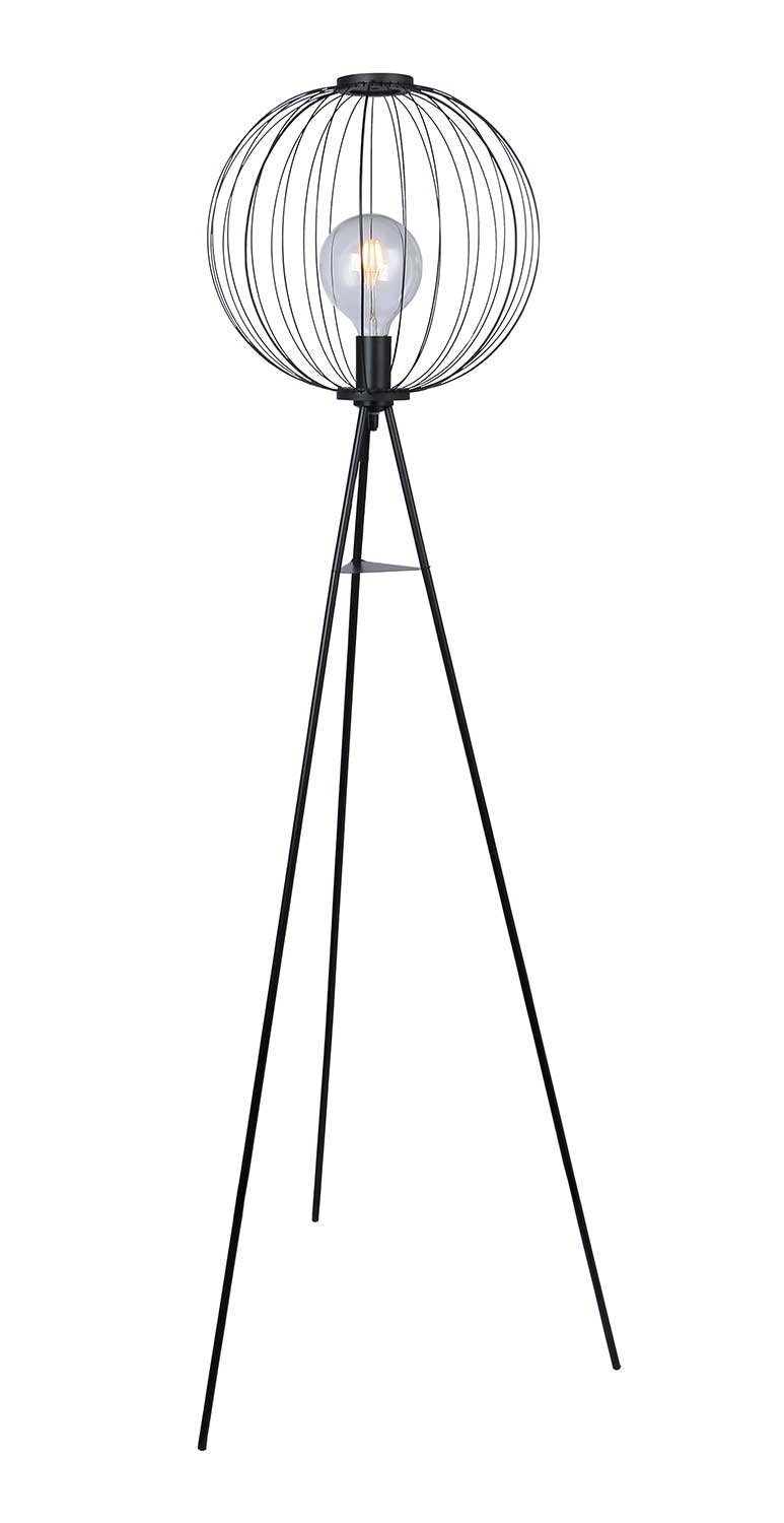Leuchtmittel, Globo 163,5 cm, Metall Dreibeinleuchte ROZA, Schwarz, Höhe Stehlampe ohne