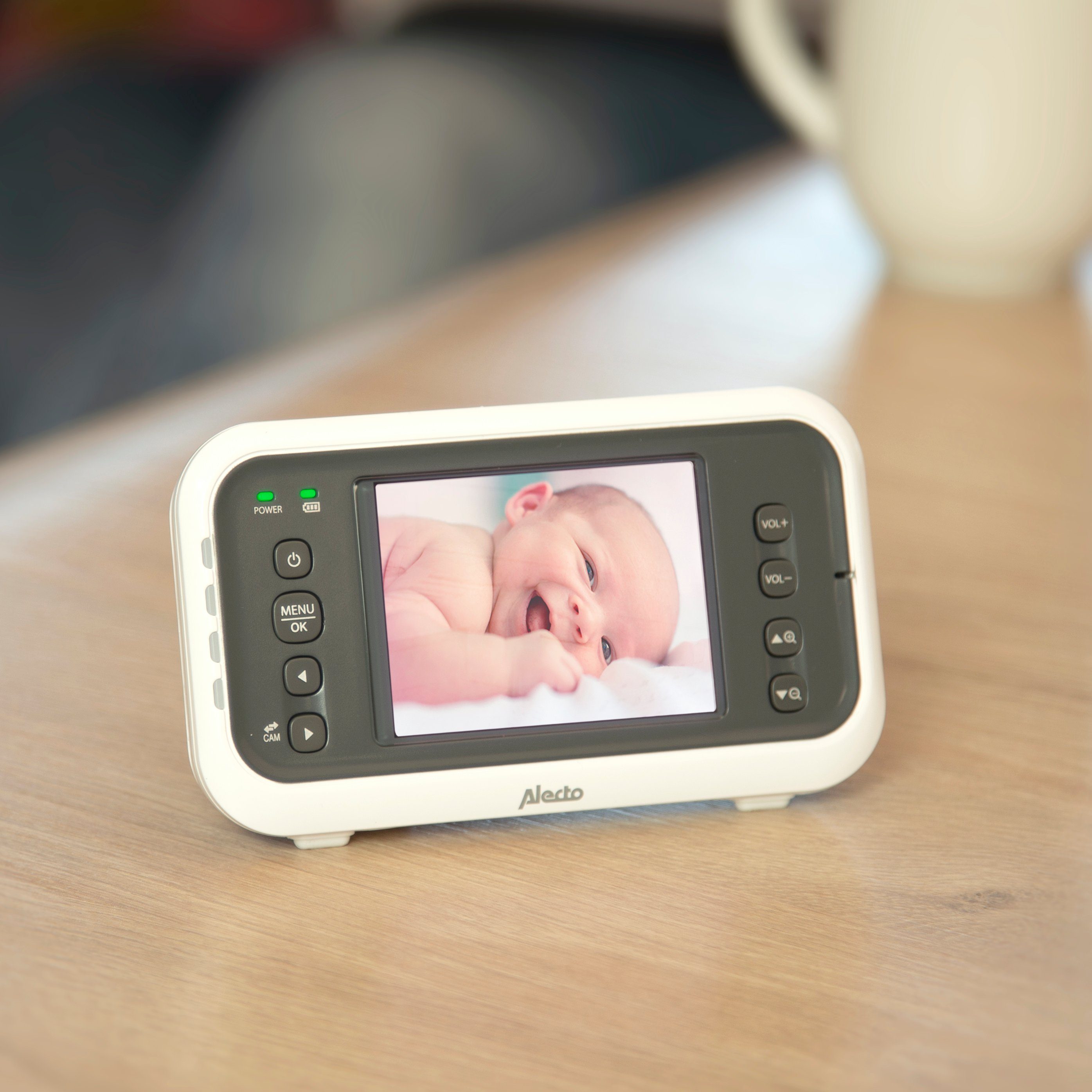 Kamera und DVM-77, 1-tlg., 2.4"-Farbdisplay Video-Babyphone mit Alecto Babyphone