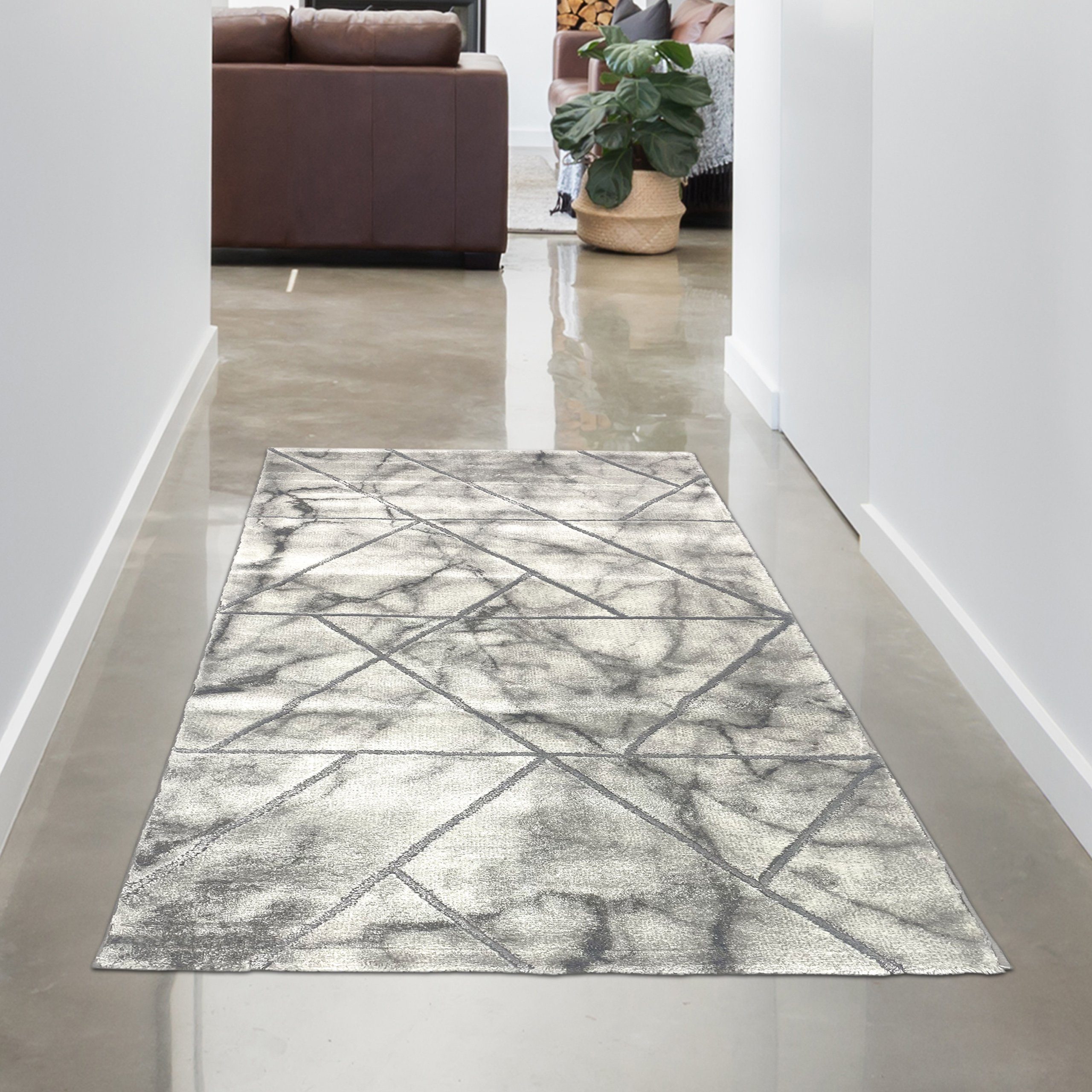 Carpetia Designteppich Modernes Glanzfaser-Design, rechteckig, Höhe: 12 mm, pflegeleicht, strapazierfähig, mit Glanzfasern