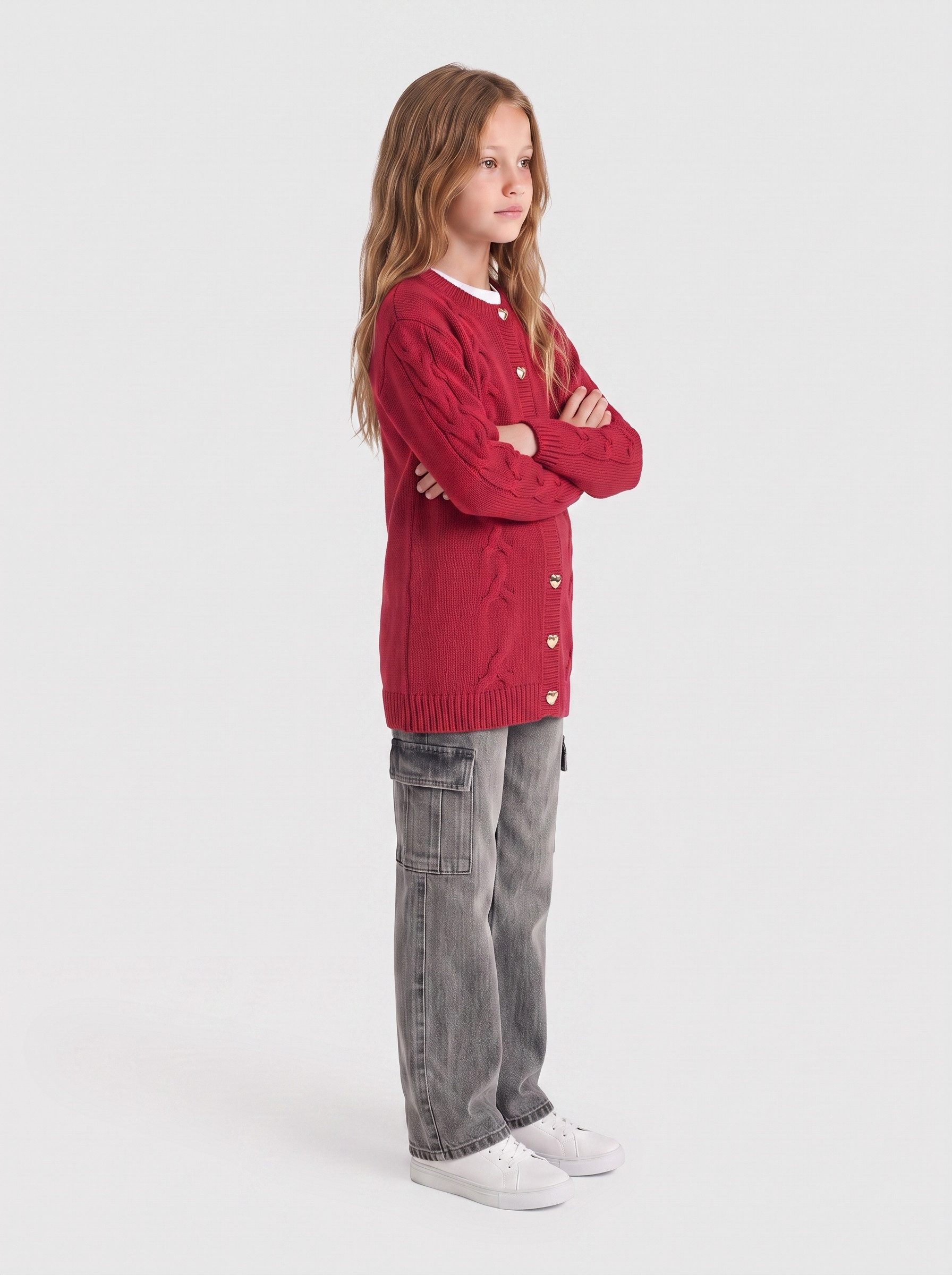 KIDS ONLY Strickjacke KOGPEPPE LS CABLE CARDIGAN KNT Baumwolle – Bild 4 von 5