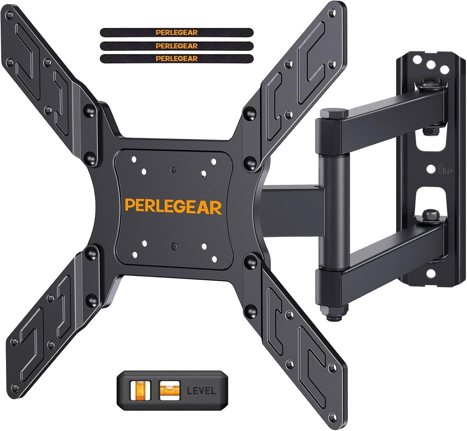 Perlegear TV-Wandhalterung TV-Halterung / Schwenk- und Neige-Wandhalterung für 23–55 Zoll, (bis 60 Zoll, bis 45 kg / Max. VESA 400 x 400 mm)