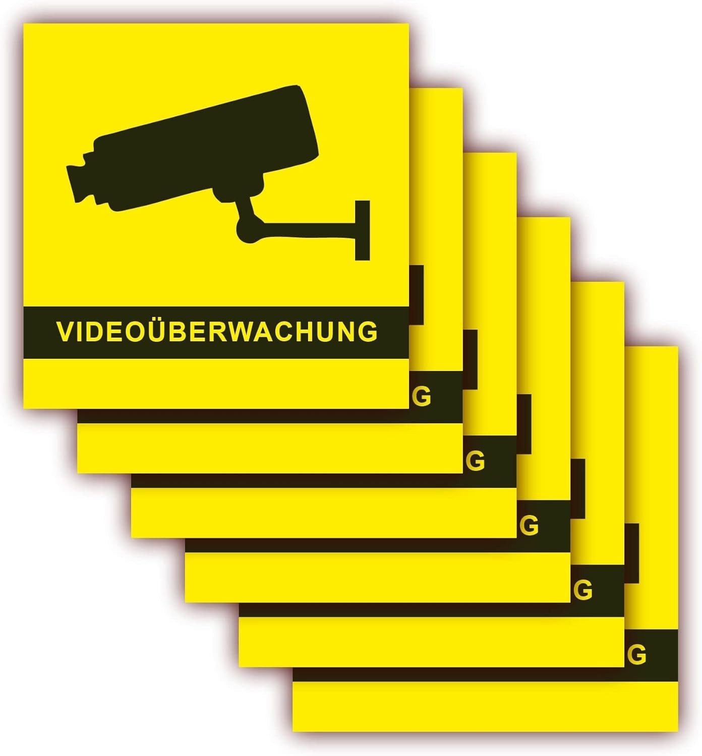 LYSCO Aufkleber Folienaufkleber Videoüberwachung Größe 5 x 5cm, (langanhaltend, einfach ablösbar, 12tlg), für innen und außen geeignet
