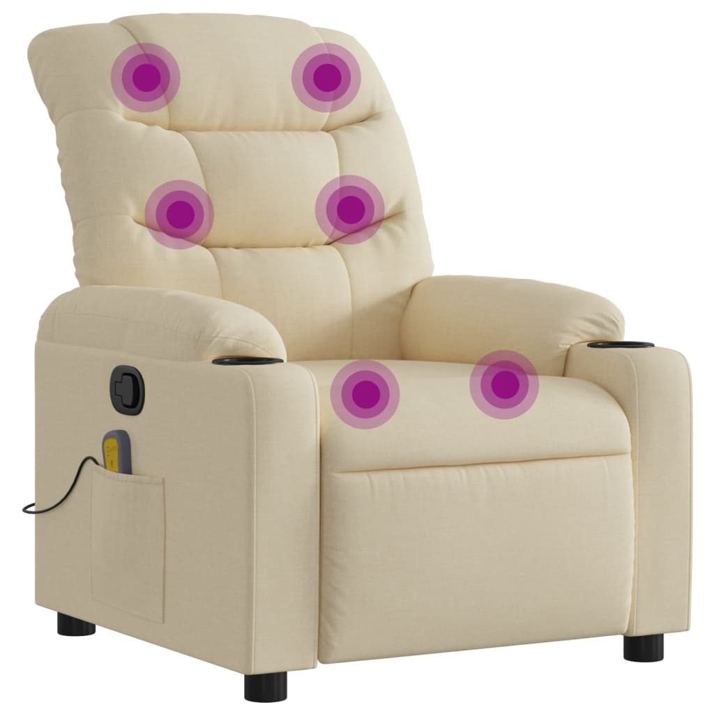 vidaXL Sessel Massage-Relaxsessel, cremefarbener Stoff (1-St) günstig online kaufen