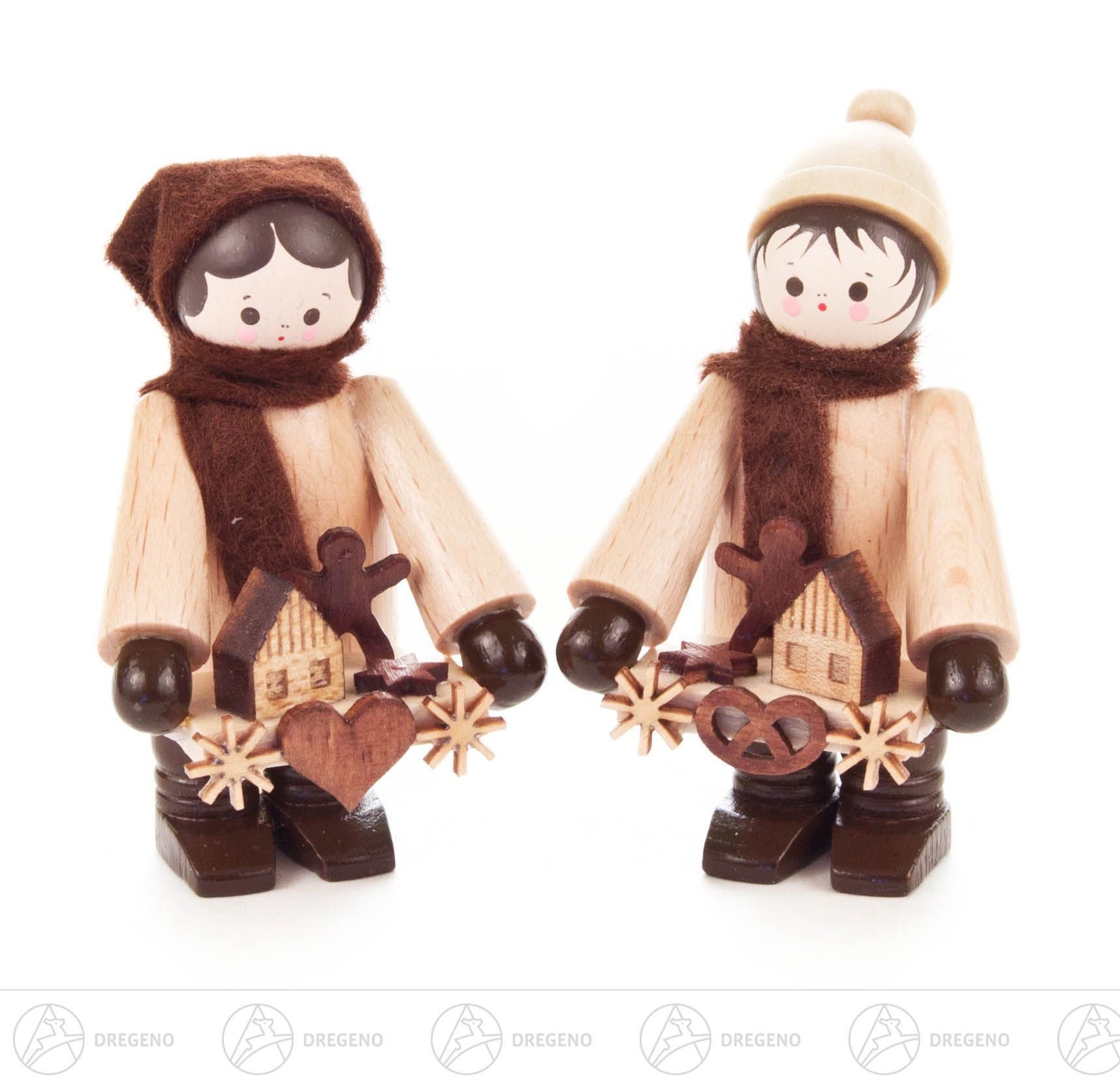 Dregeno Erzgebirge Weihnachtsfigur Weihnachtliche Miniatur Striezelkinder klein natur (2) Breite x Höhe