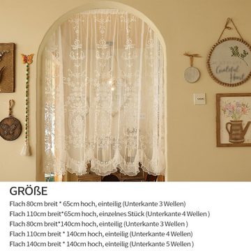 Scheibengardine Französische Retro Spitze Türvorhang, MAGICSHE, Transparent, Voile Vorhang, für Schinensystem