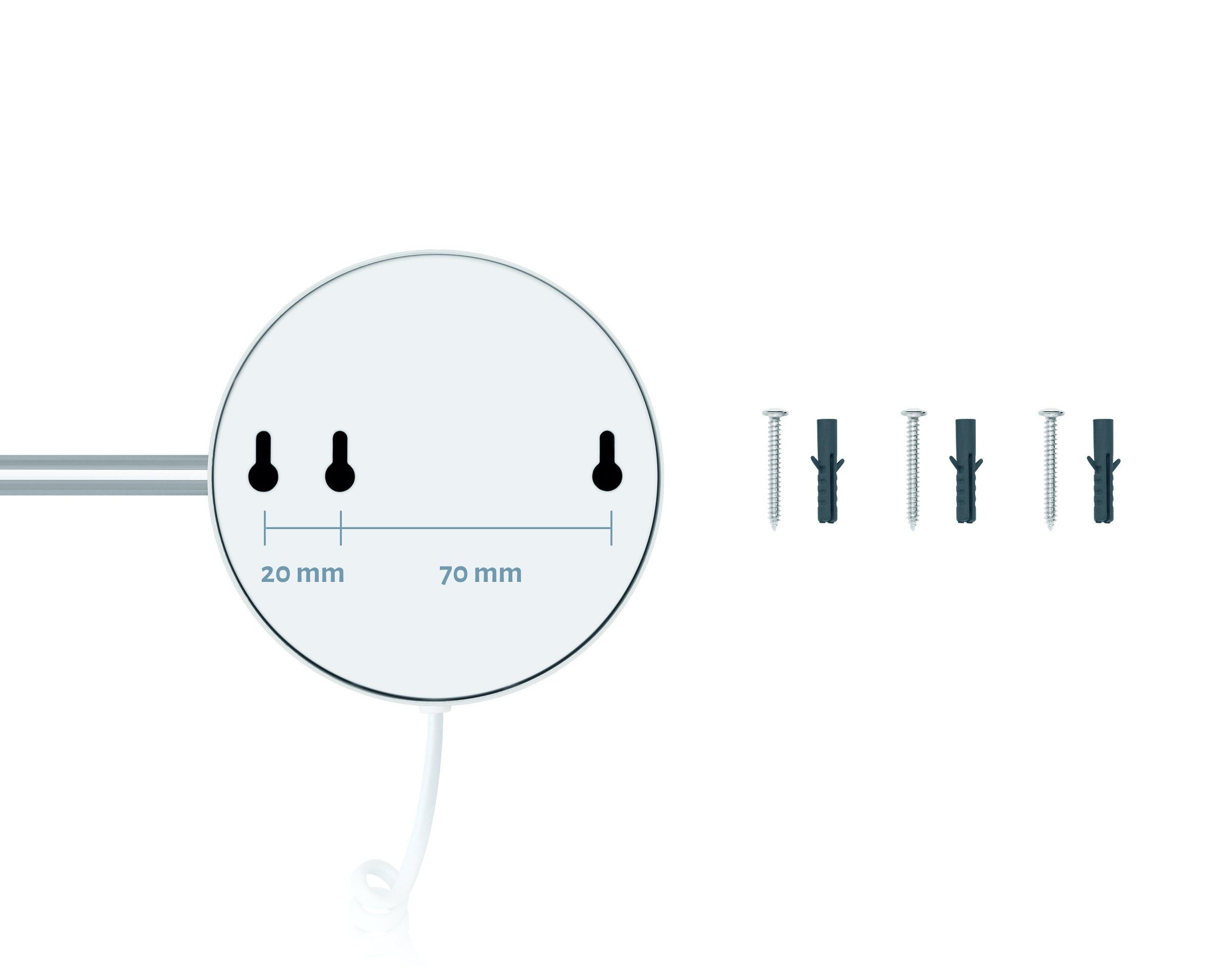 Kosmetikspiegel Kosmetikspiegel weißes Libaro Siena, LED 7x Vergrößerung Dimmer Kabel Auto-off