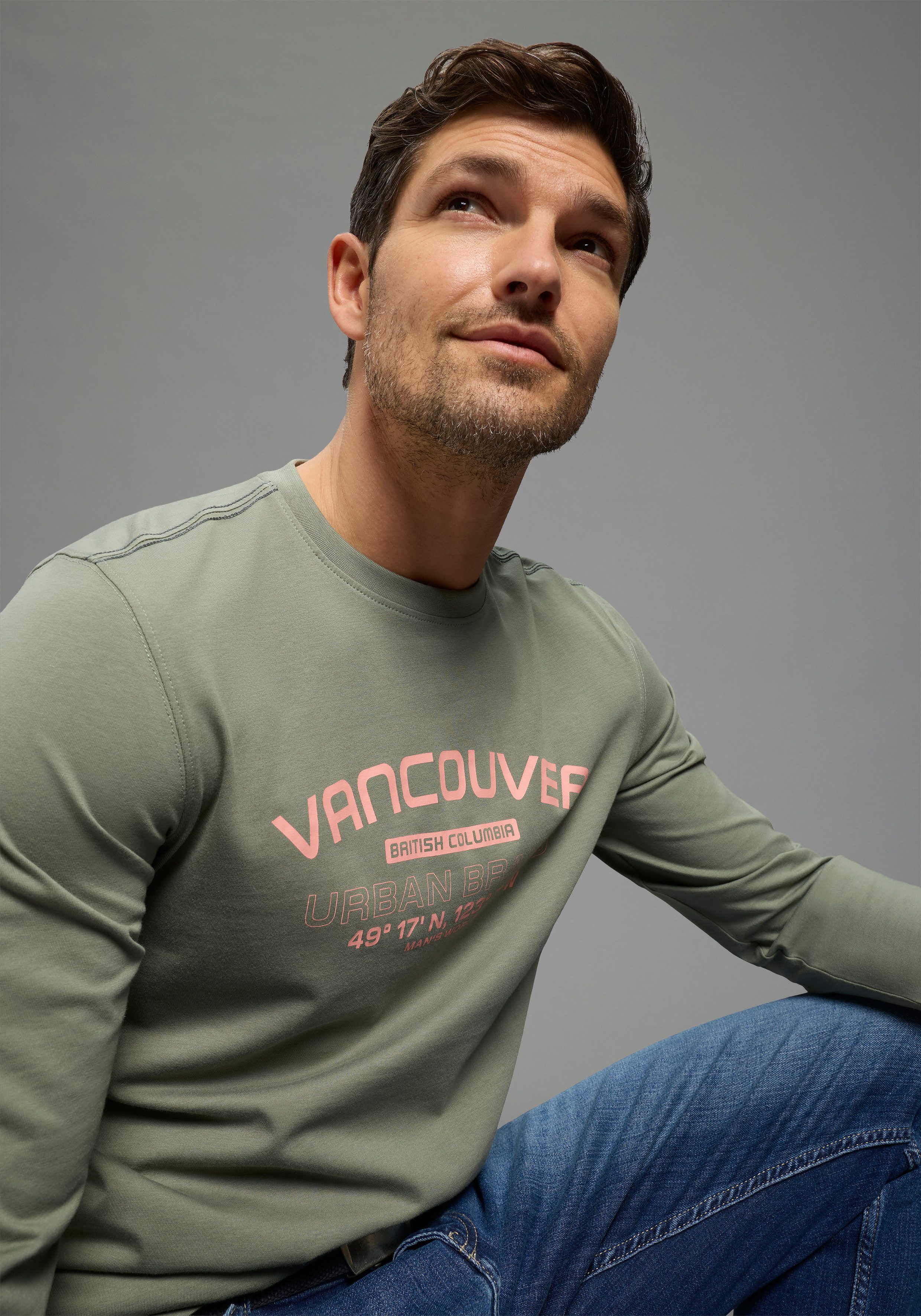 Man's World Langarmshirt Neue Kollektion! casual Stil, Langarm, schmale Passform