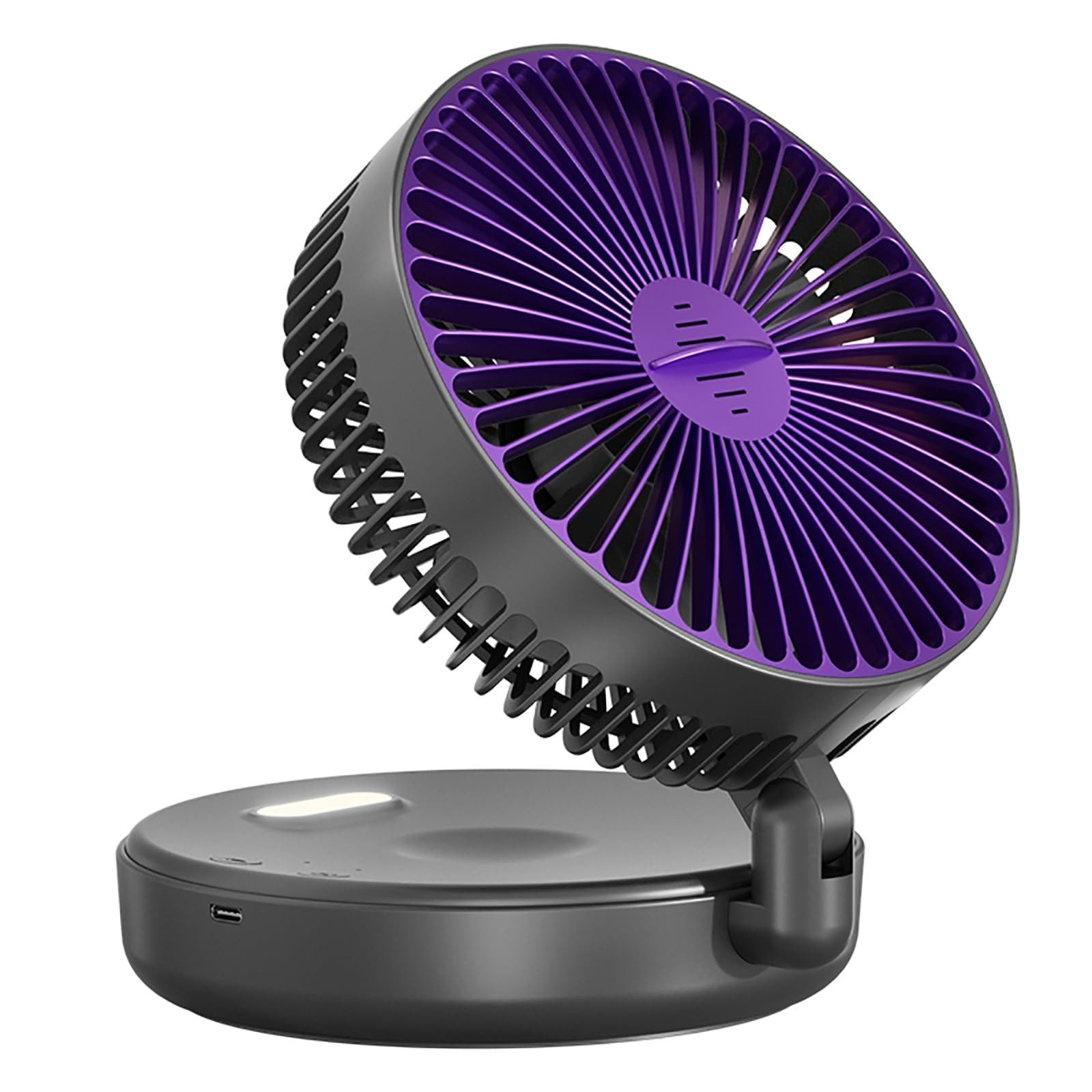 MOPUEA Tischventilator Tischventilator mit Nachtlicht,leiser, starker Luftstrom, zusammenklappbar, Wand montierbar, für Schlafzimmer und Homeoffice