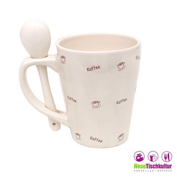 Neuetischkultur Tasse Kaffeebecher mit Löffel Coffeetime 4er-Set, Keramik, Kaffeetasse Kaffeepot