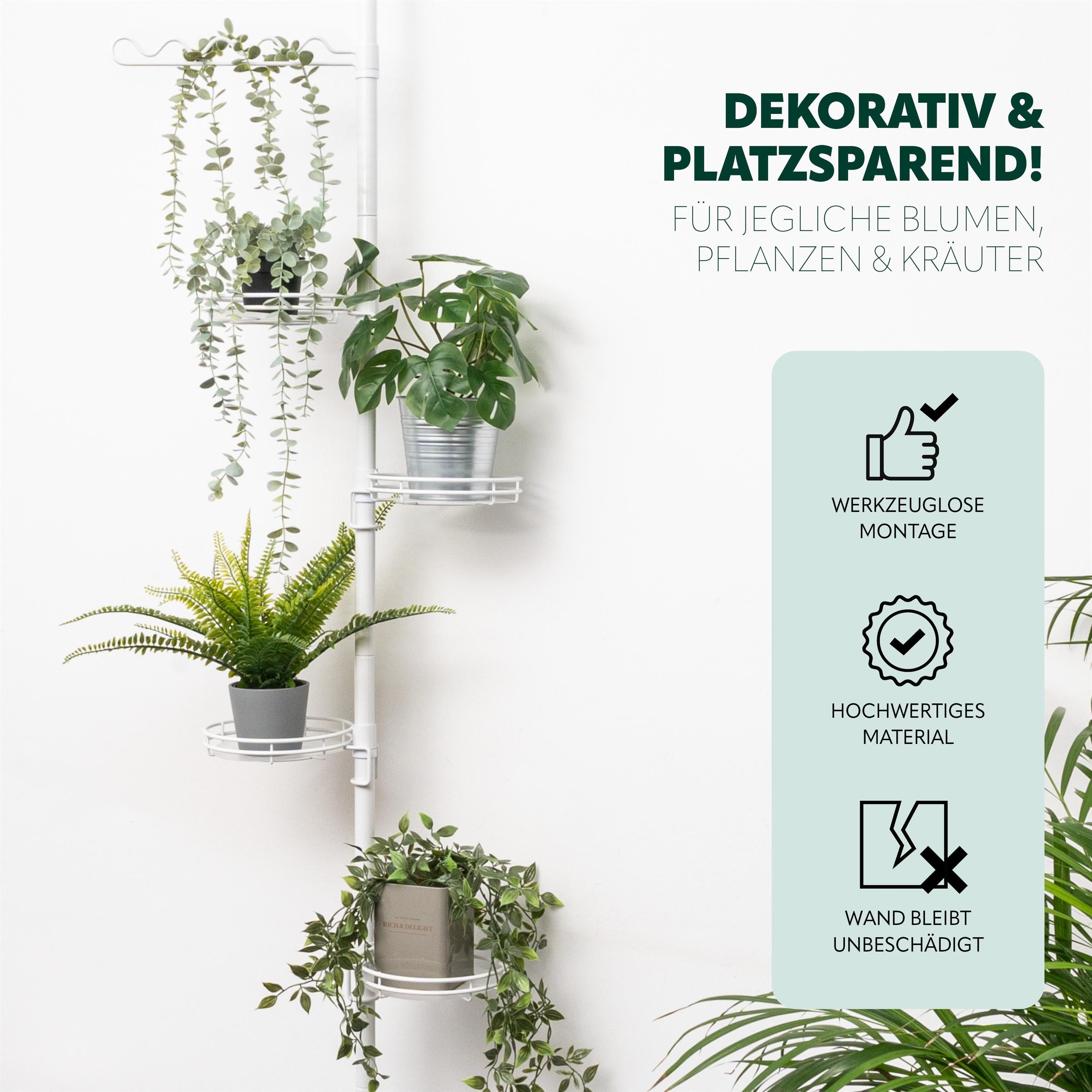 bremermann Blumenständer Teleskop-Blumenregal mit 4 Ablagen, Blumentreppe höhenverstellbar