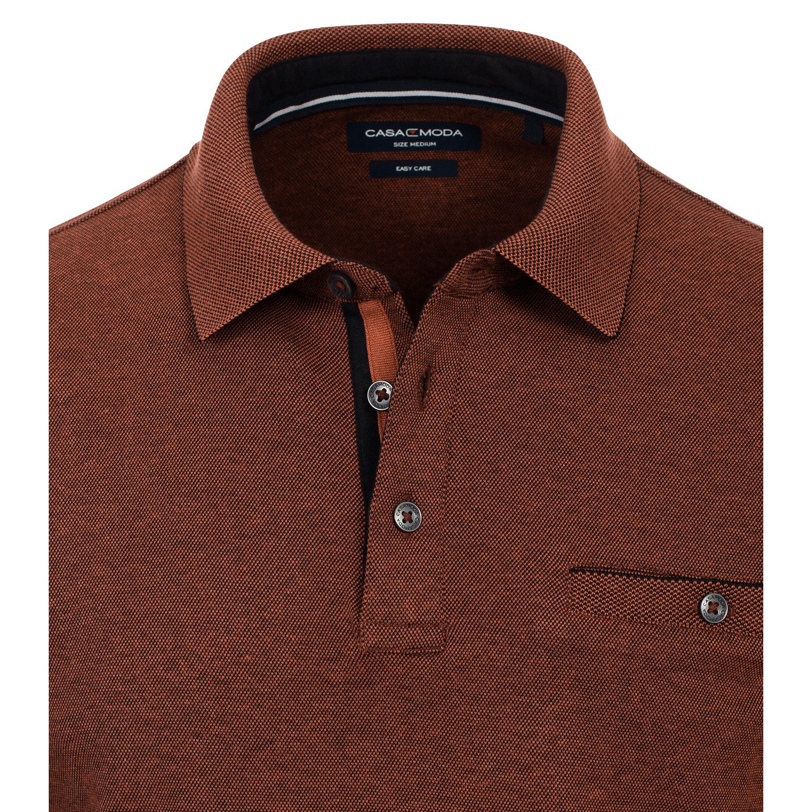 CASAMODA Langarm-Poloshirt CasaModa XXL Langarm-Poloshirt terracotta melange