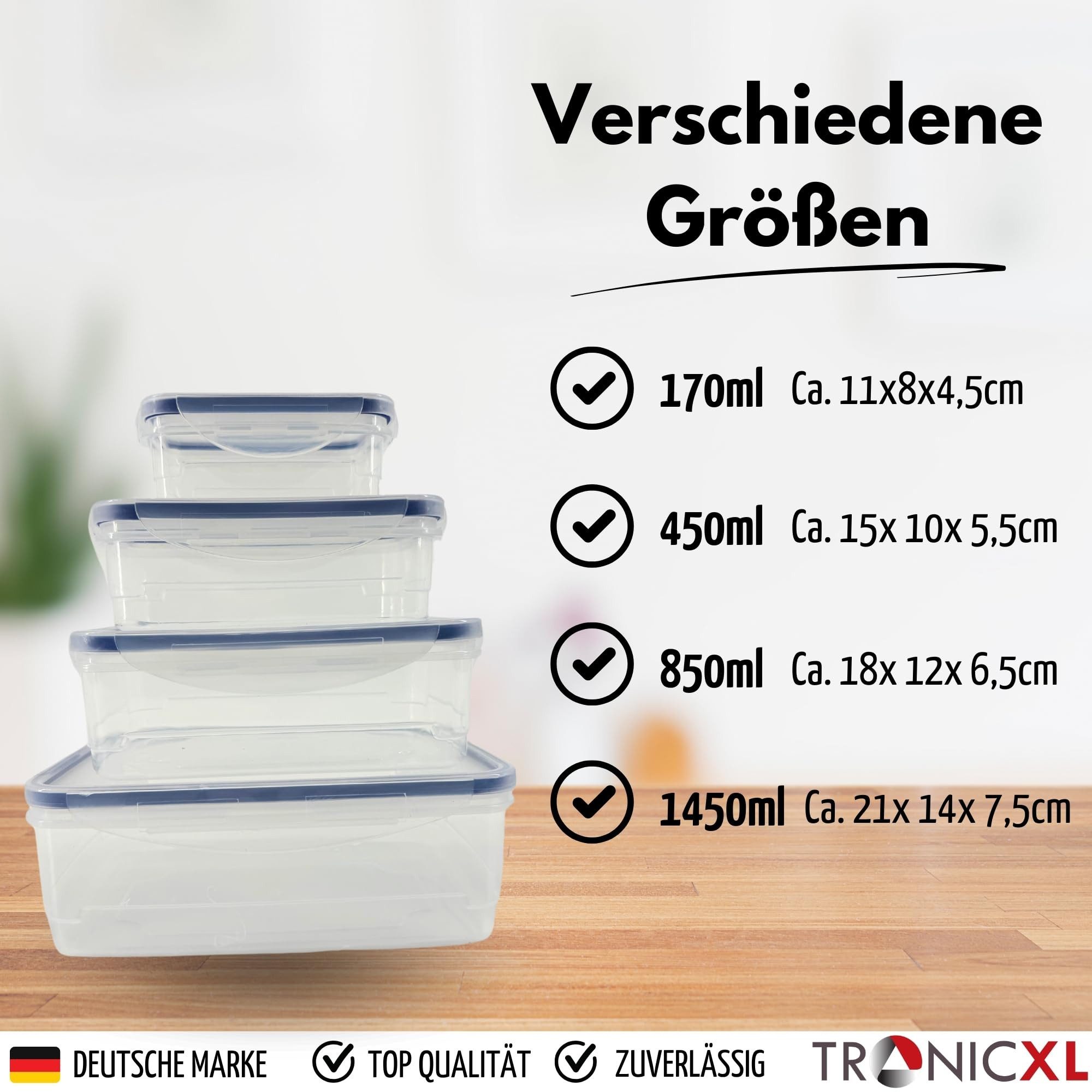 TronicXL Vorratsdose 26 Teile Frischhaltedosen Set 13 Dosen mit 13 Deckel Klick Vorratsdose, Kunststoff, (26-tlg), BPA Frei Aufschnitt Speisen Fleisch Käse