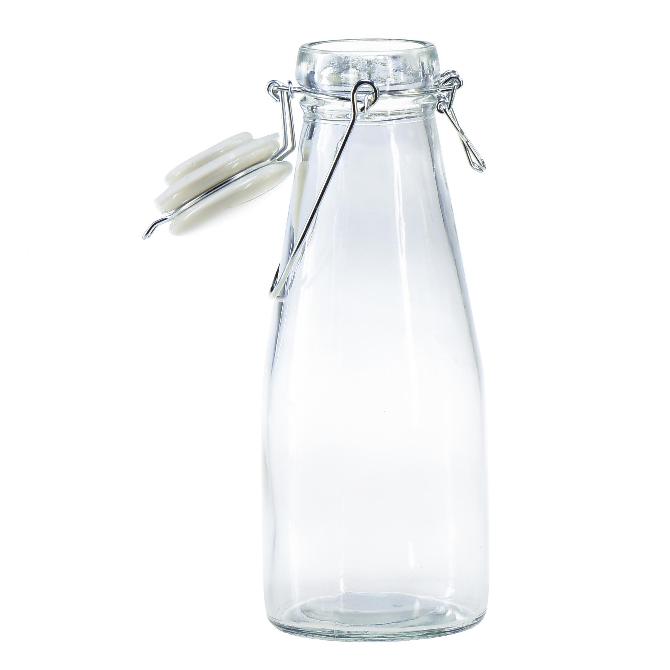 Florists Products Tischvase Glasflasche Dekoration mit Bügelverschluss Retro Stil