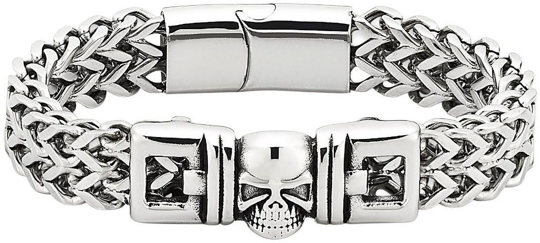 Bruno Banani Edelstahlarmband Schmuck Geschenk Armschmuck Edelstahl mit Totenkopf-Motiv