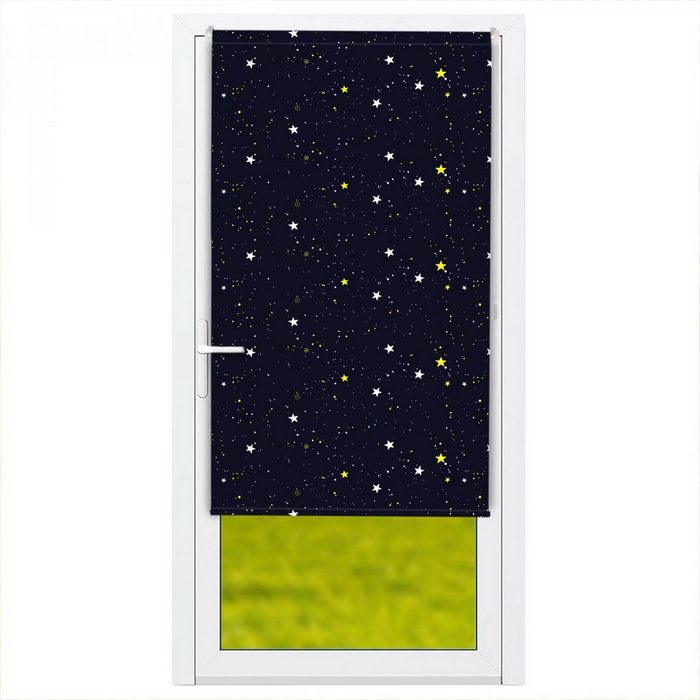 Verdunklungsrollo Klemmfix-Verdunkelungsrollo für Türen bonsport 100 x 210 cm Blau mit Sternen