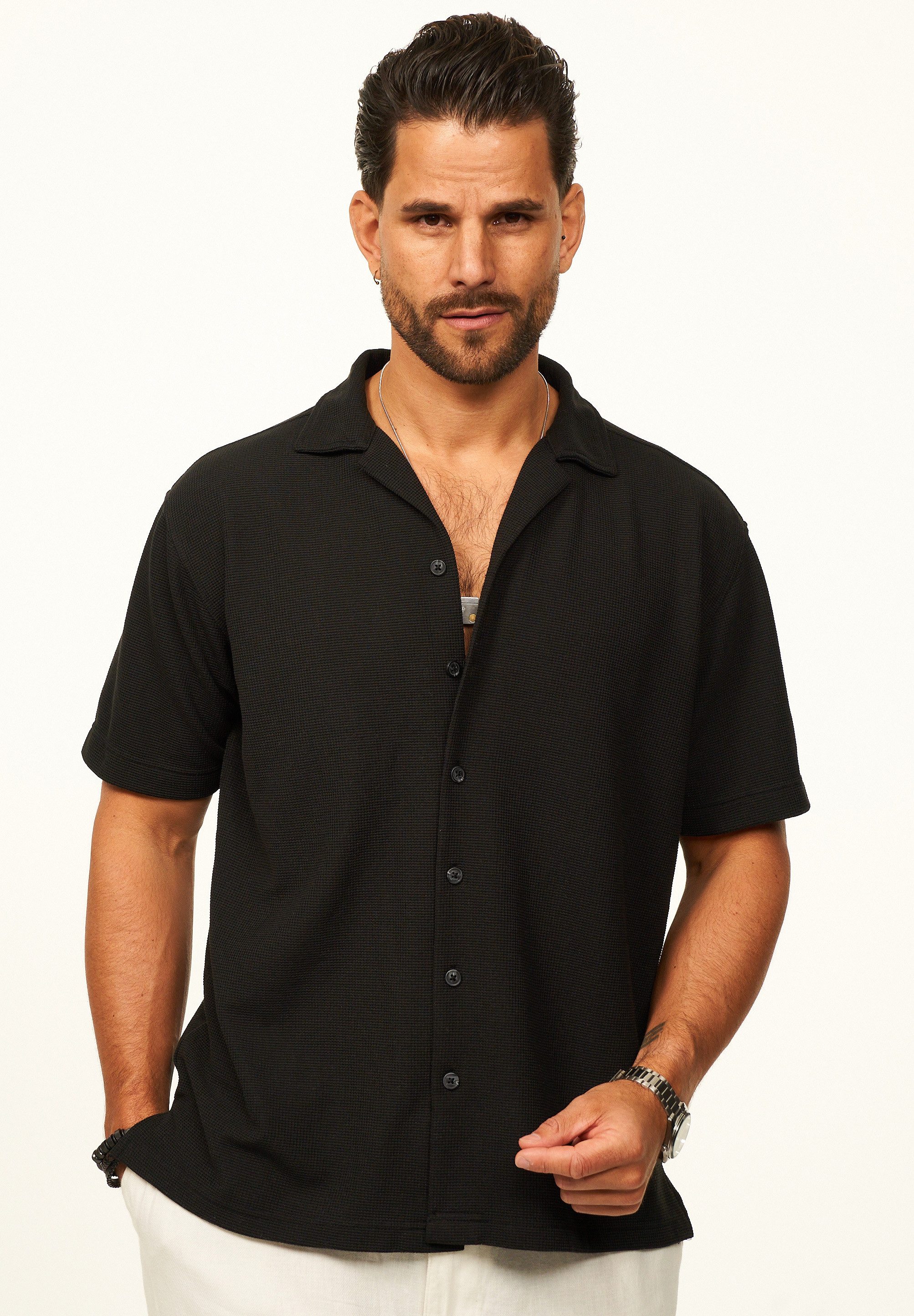 CARISMA Kurzarmhemd Poloshirt mit Struktur als lockeres Sommerhemd Polo T-Shirt Herren Herren Polohemd T-Shirt im Regular-Fit - Strandhemd – Bild 3 von 5