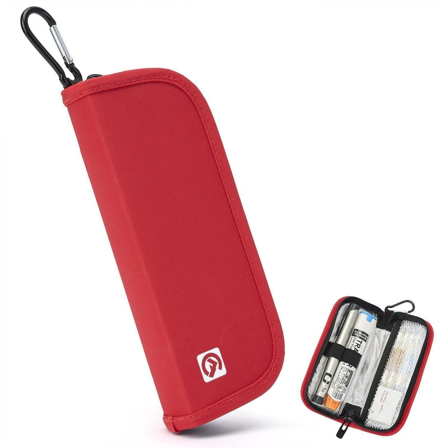 LuxusKollektion Erste-Hilfe-Set Medikamententasche Insulin Pen rot Kompakt, (1 St)