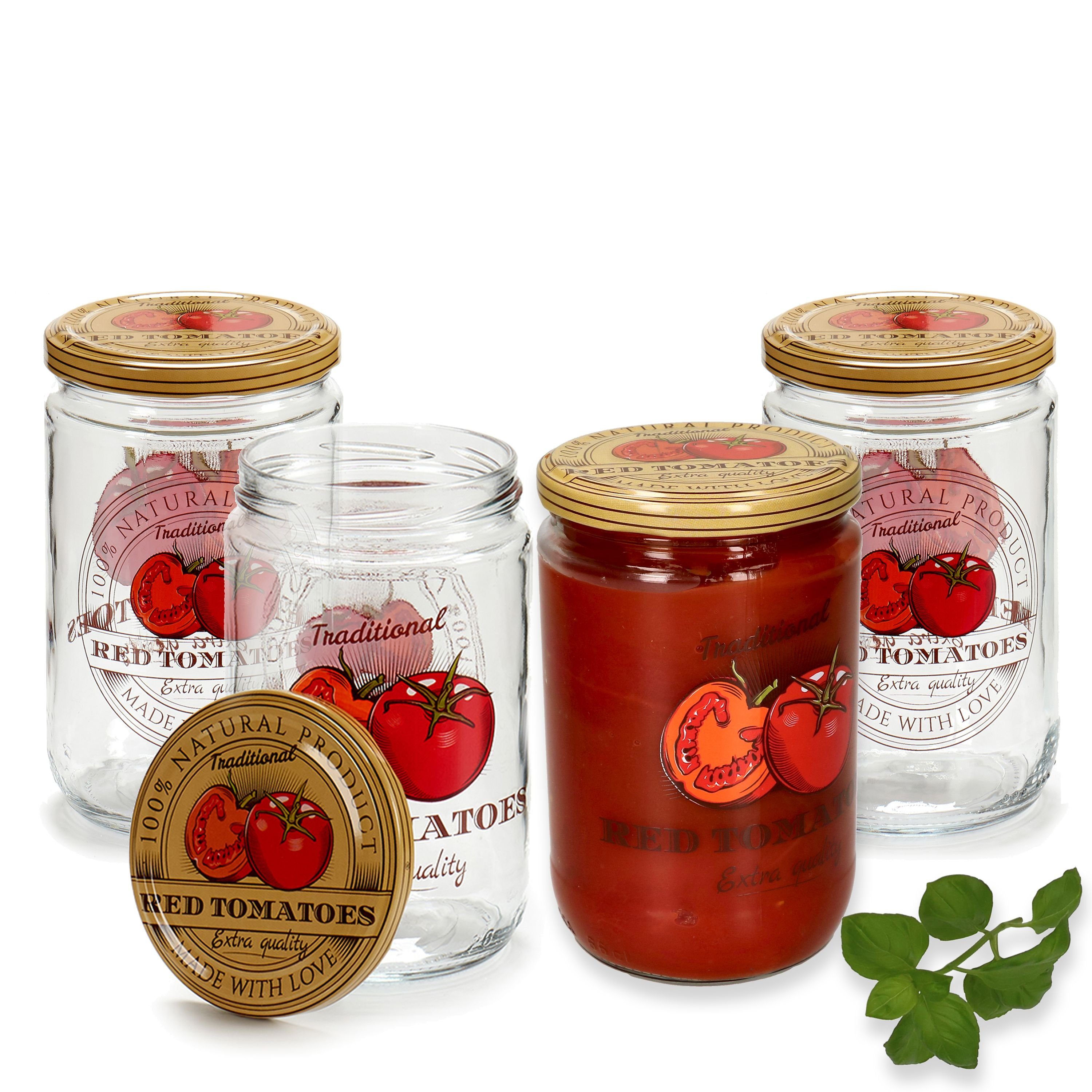 MamboCat Vorratsglas 4er Set Vorratsglas Tomato 660ml, Glas