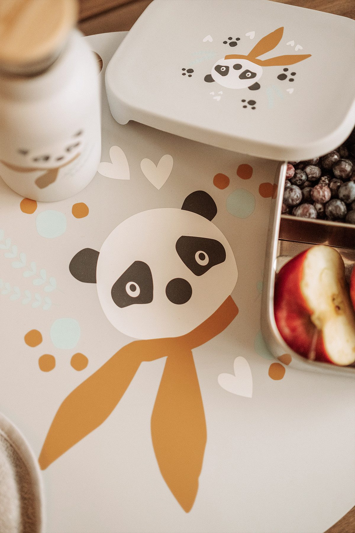 kikadu Platzset Silikon Platzset Panda Silber Grau, (1-St), aus BPA-freiem Silikon - 38 cm