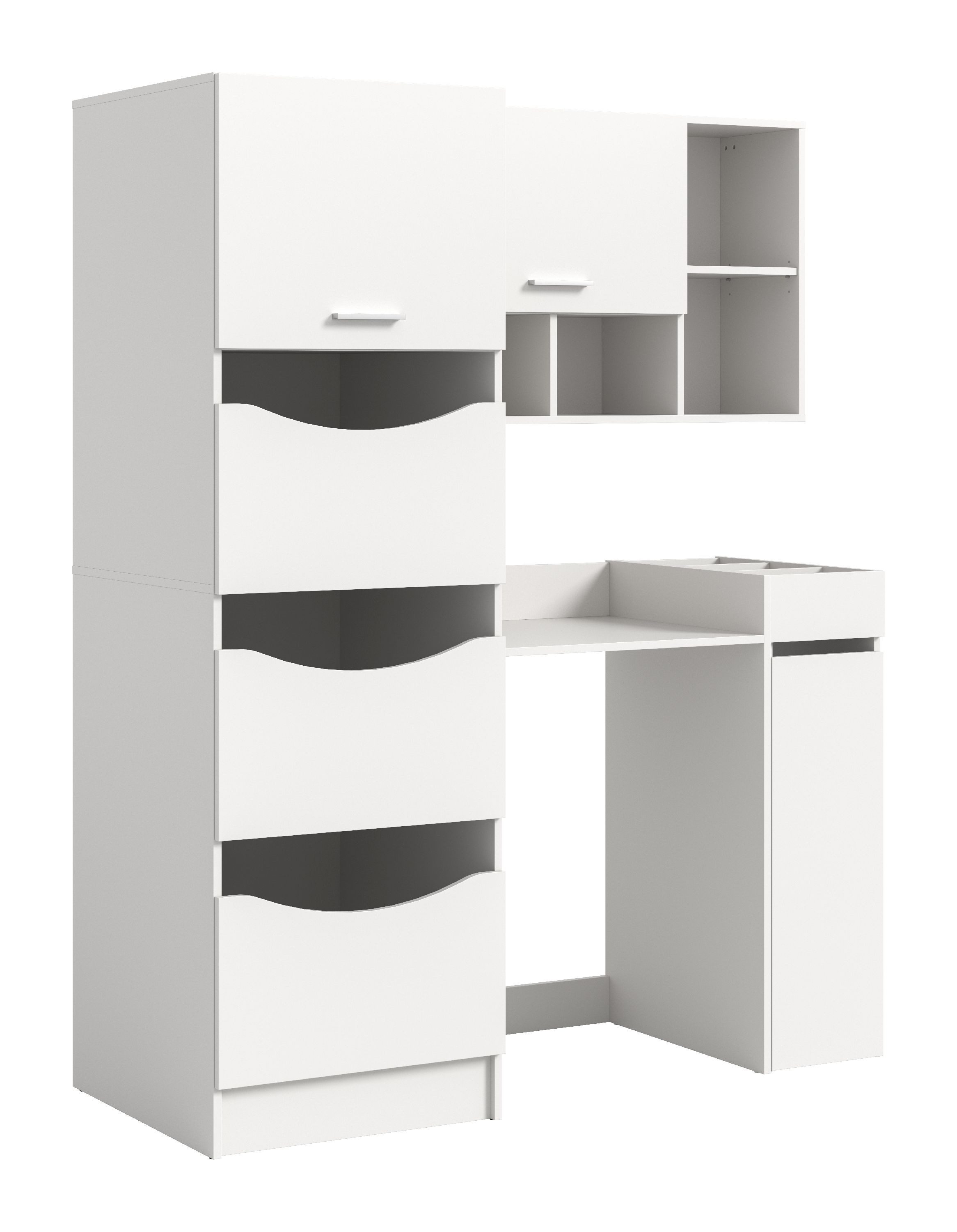 xonox.home Aufsatzschrank Free (4tlg. Set inkl. Hänge-, Wäscheschrank, Waschmaschinenumbau, Regal) weiß Nachbildung Melamin beschichtet modern 126x195x68 cm