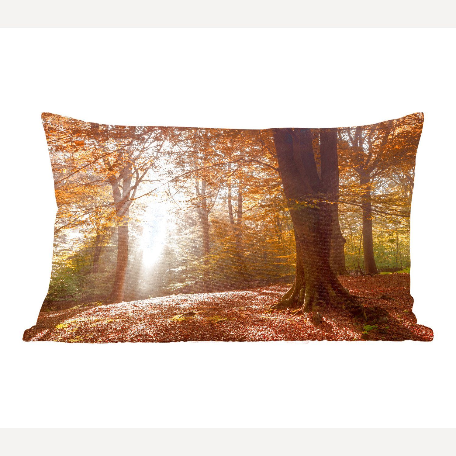 MuchoWow Dekokissen Herbst - Licht - Wald, Wohzimmer Dekoration, Zierkissen, Dekokissen mit Füllung, Schlafzimmer