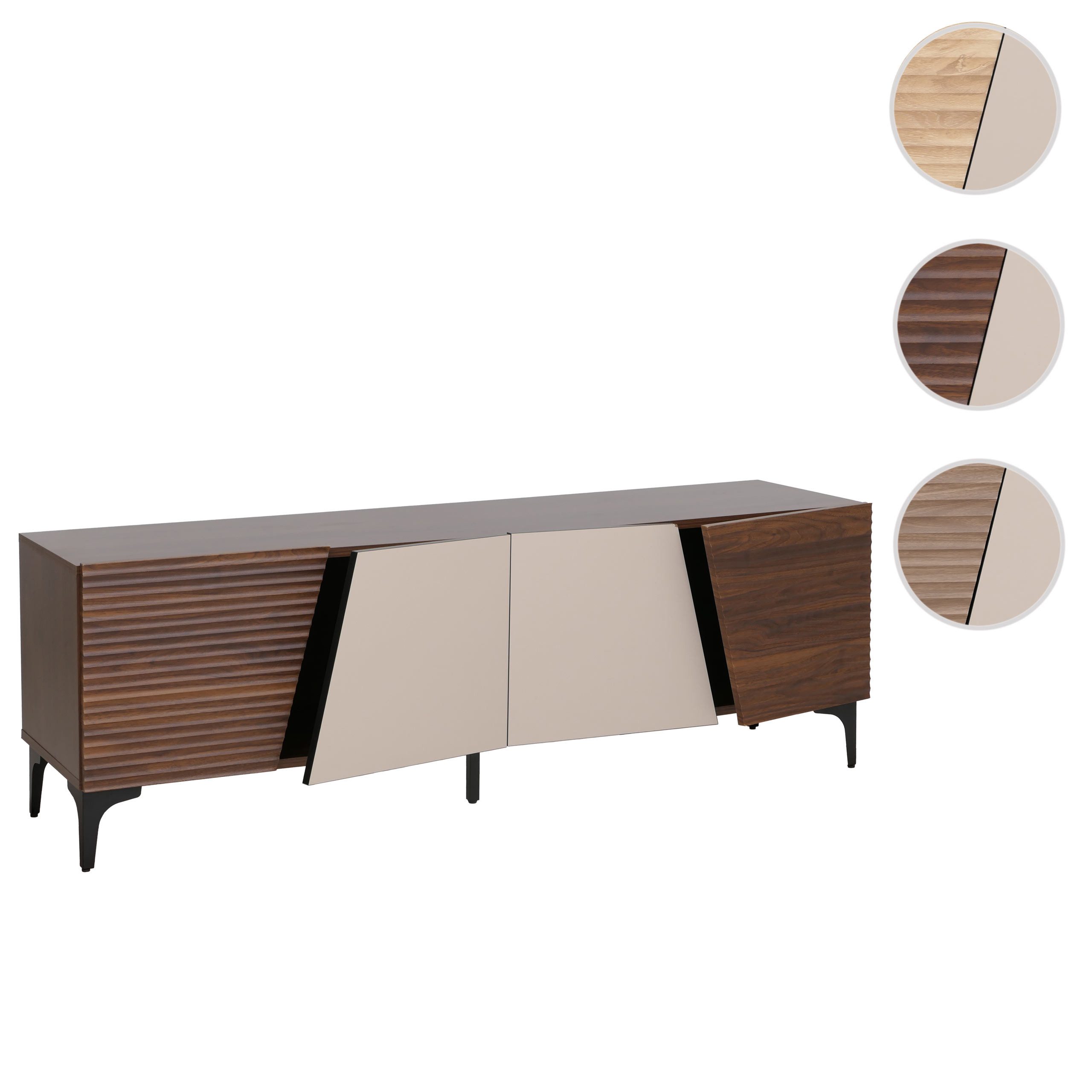 MCW TV-Rack MCW-Q83, Dekorative Kombination aus strukturierten und glatten Fronten
