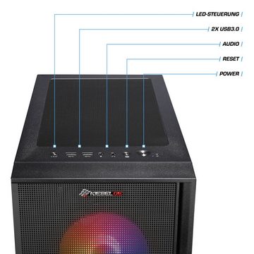 Kiebel Total 10 Gaming-PC-Komplettsystem (24", Intel Core i5 Intel Core i5-10600KF, RTX 3050, 16 GB RAM, 512 GB SSD, RGB-Beleuchtung, WLAN)