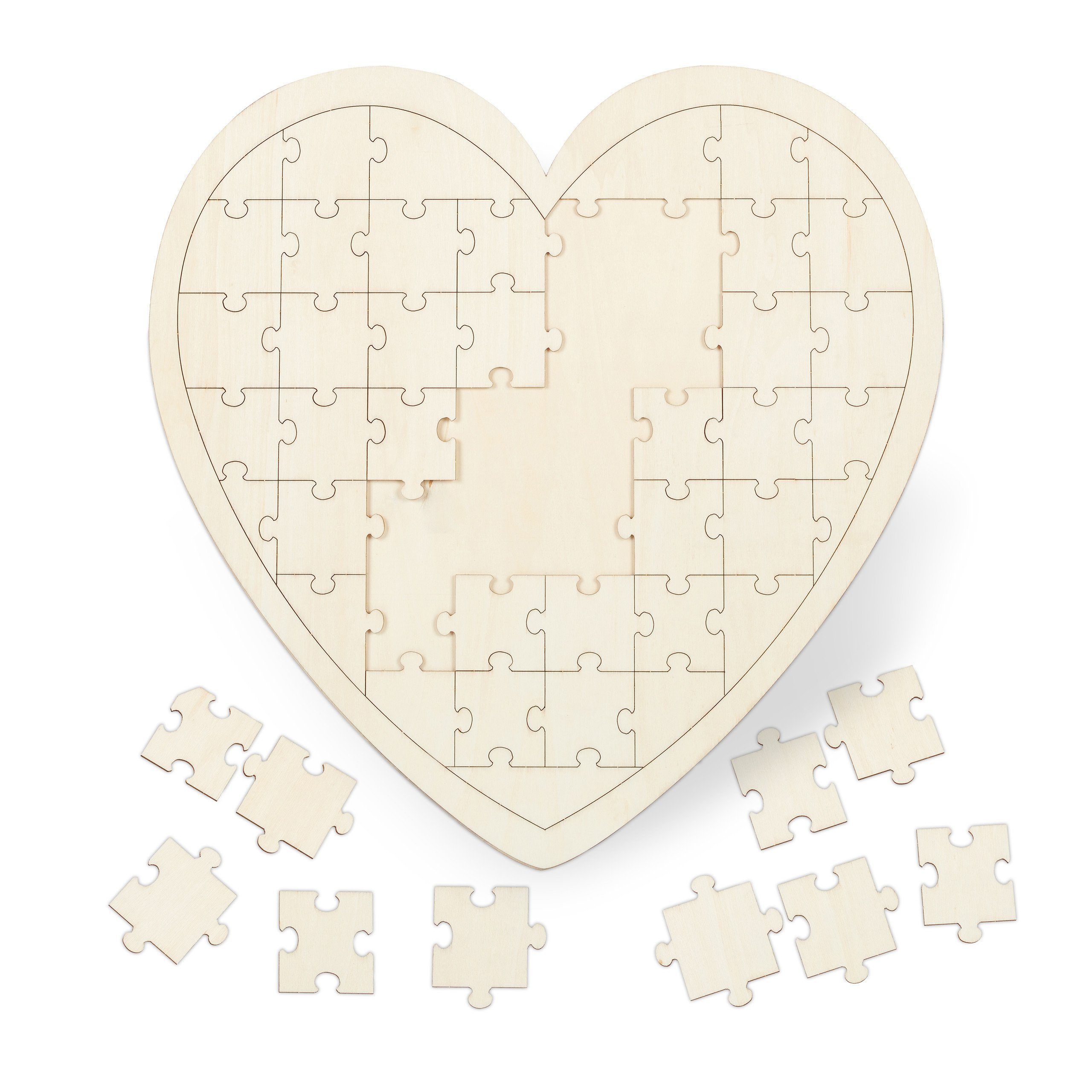 relaxdays Puzzle Herzpuzzle Hochzeit aus Holz, Puzzleteile günstig online kaufen