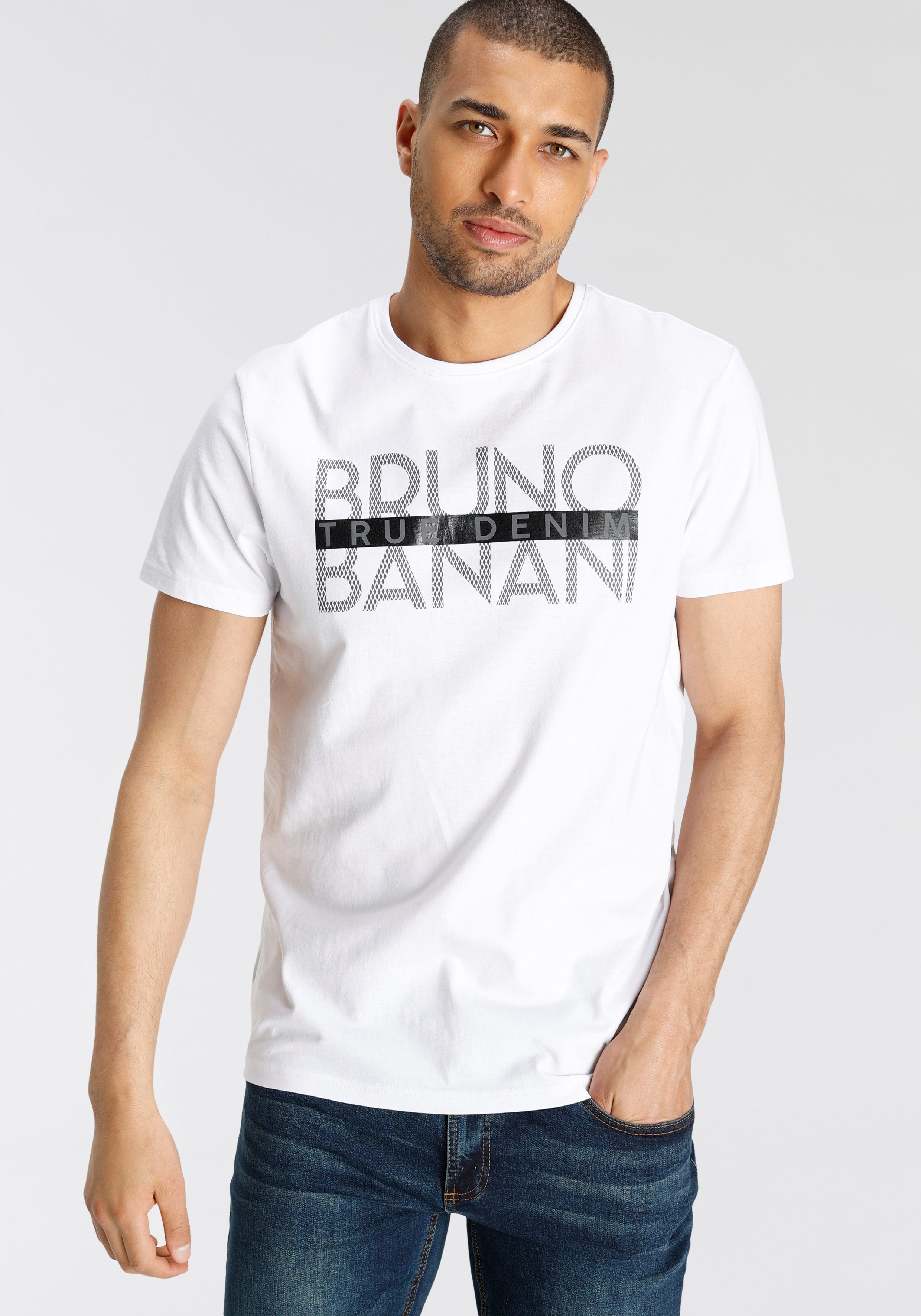 weiß T-Shirt Bruno Banani mit glänzendem Print