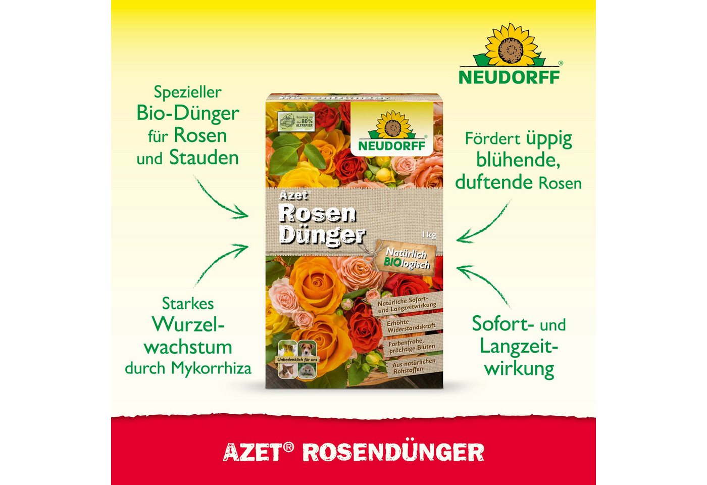 Thumbnail - Neudorff Blumendünger Bio - Azet RosenDünger 1 kg, mit 100 Tagen Langzeitwirkung, für langanhaltend farbenfrohe Rosen, S...