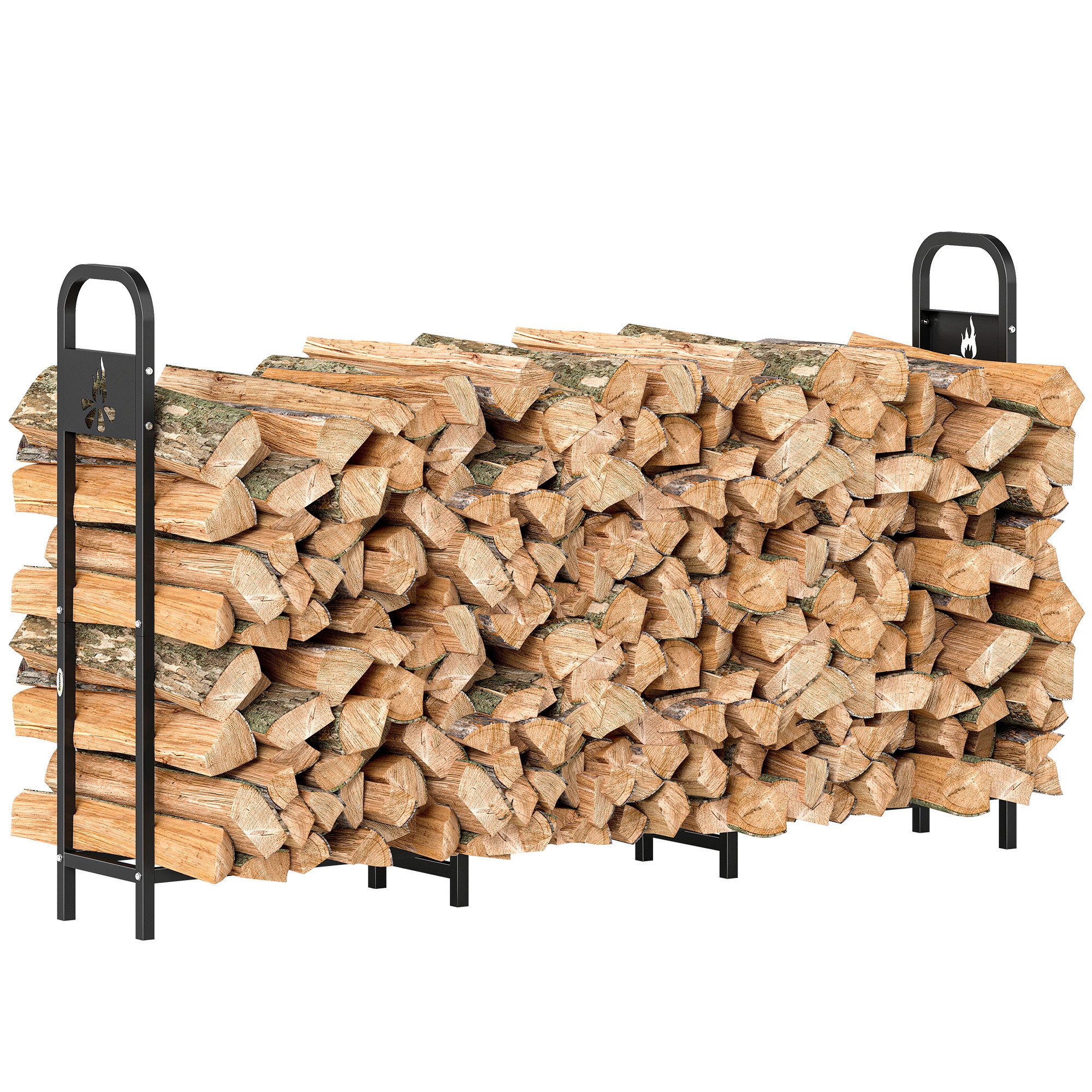 MC Star Kaminholzregal Kaminholzregal aus Metall für den Außenbereich, Tragkraft 300 kg, (mit extra verstärkten Beinen und Aussparung für die Feuerstelle, Schwarz)
