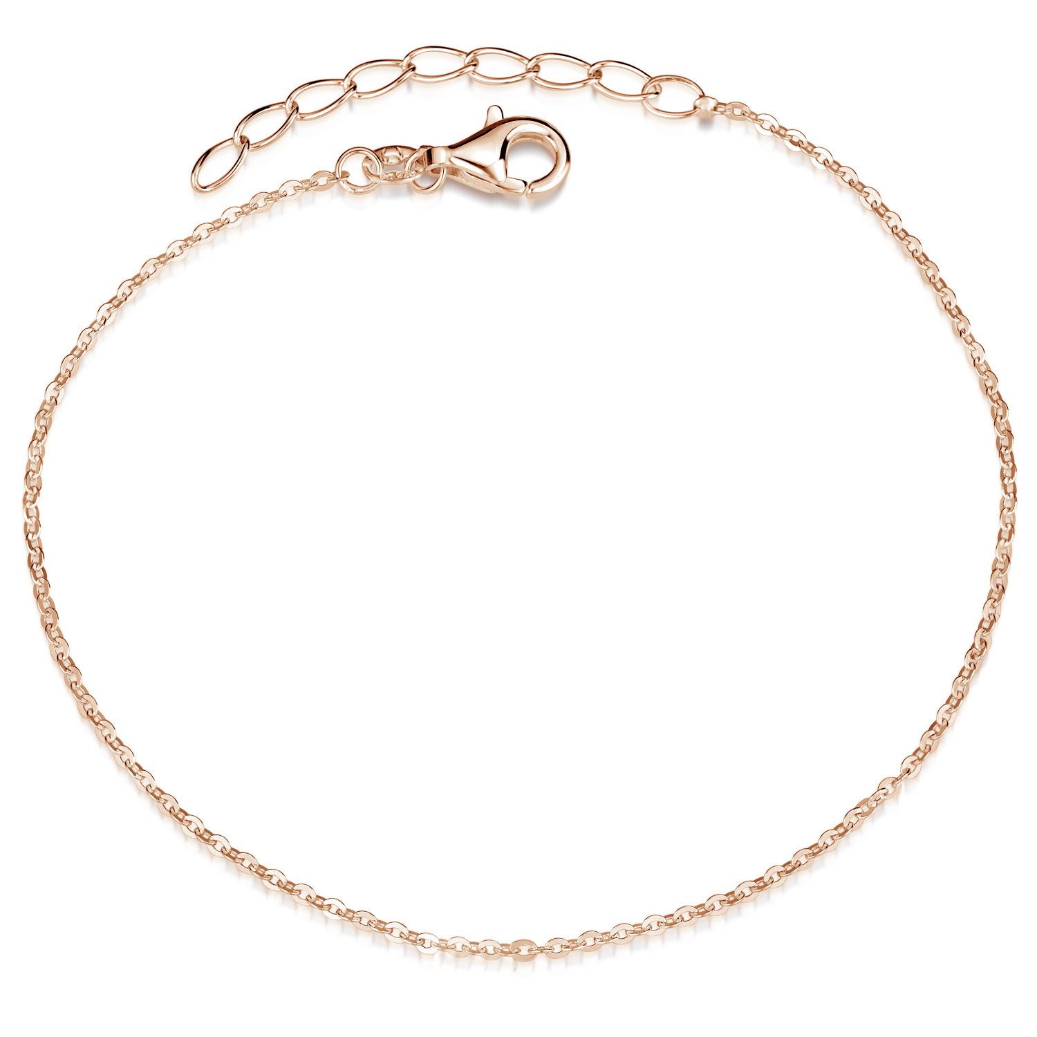 Materia Armkette Damen Rosegold Ankerkette Ø1mm 18-21cm SA-124, 925 Sterling Silber, rosevergoldet