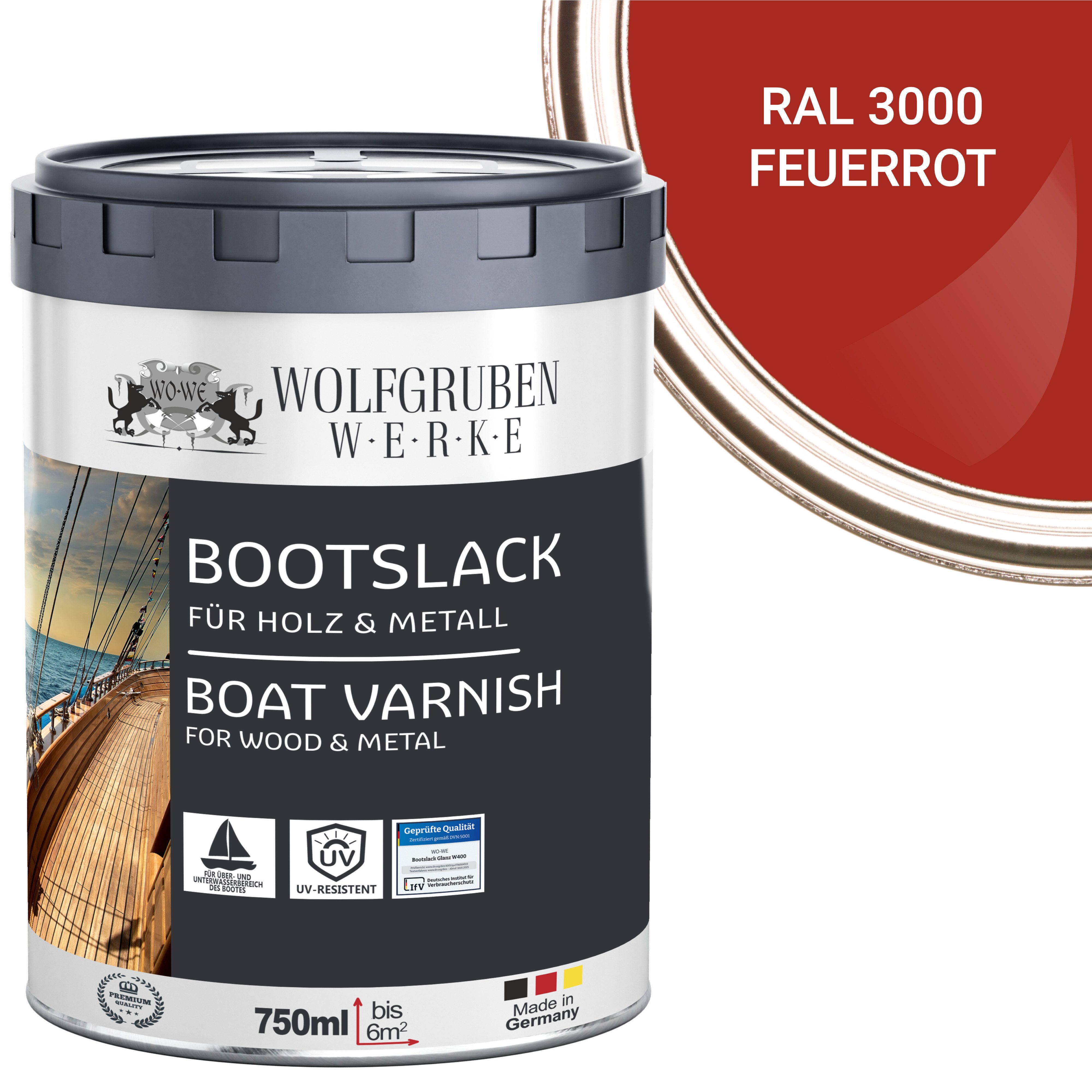 WO-WE Lack Bootslack Schiffslack Parkettlack Yachtlack W400, 0,75-5L, Seidenglänzend, Lösemittelbasis