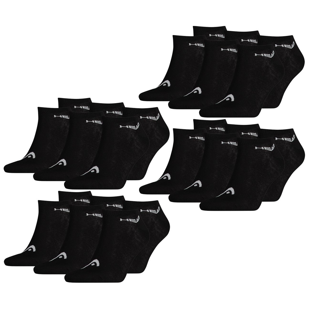 Head Sneakersocken SNEAKER UNISEX - 12er Pack (12-Paar) mit flacher Zehenart 12 Paar Black (200)