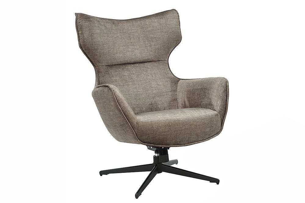 riess-ambiente Ohrensessel VOGUE taupe / schwarz - Samt, Metallbeine, mit Armlehnen, drehbar (Einzelartikel, 1-St), gepolsterter Lesesessel - ideal für Wohnzimmer, Homeoffice & Leseecke