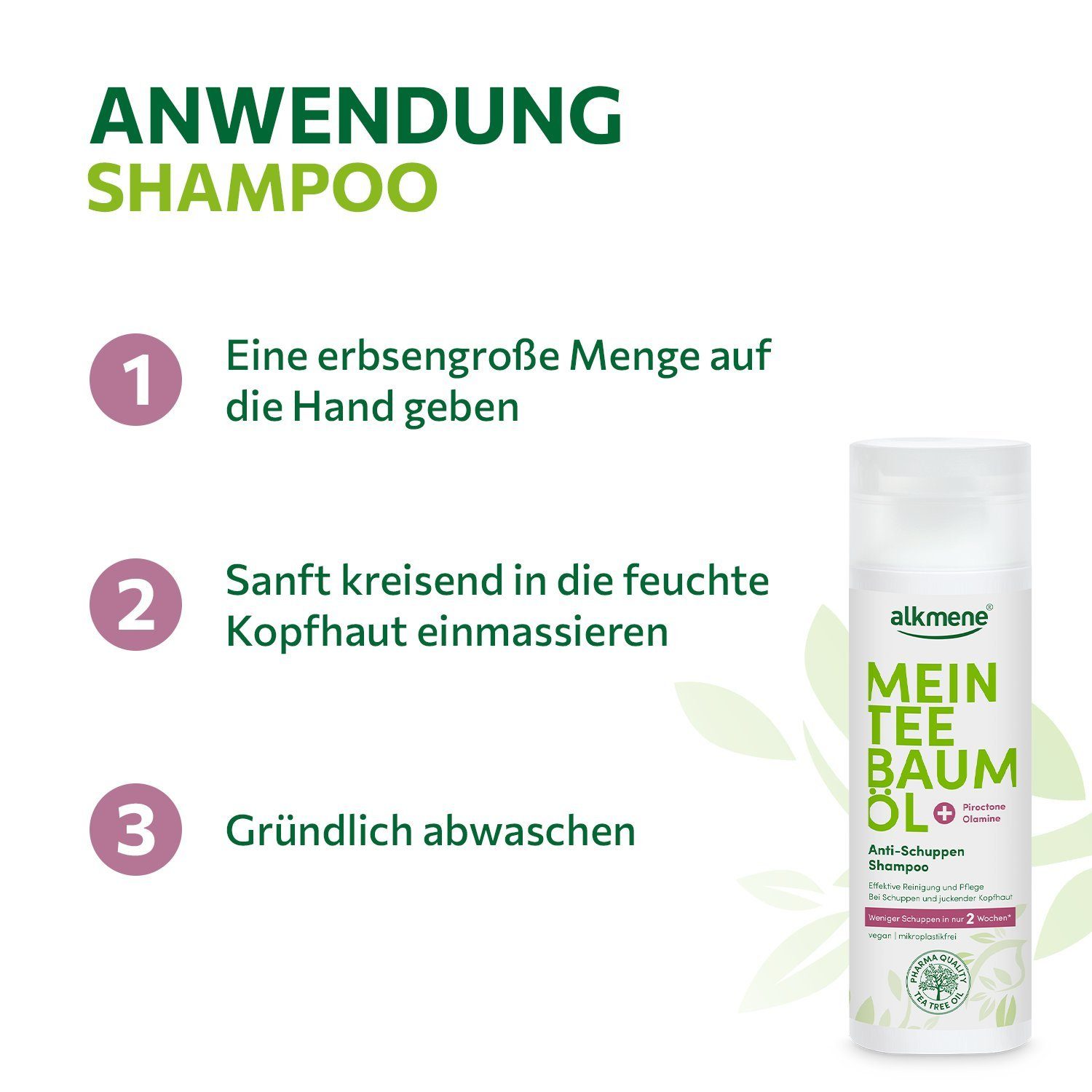 weniger Schuppen Wochen, Schuppen Haarshampoo alkmene Anti 2x 2 in Teebaumöl Shampoo 2-tlg.