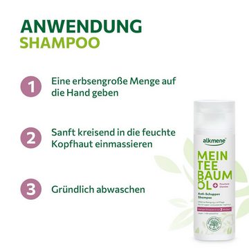 alkmene Haarshampoo 2x Teebaumöl Anti Schuppen Shampoo weniger Schuppen in 2 Wochen, 2-tlg.