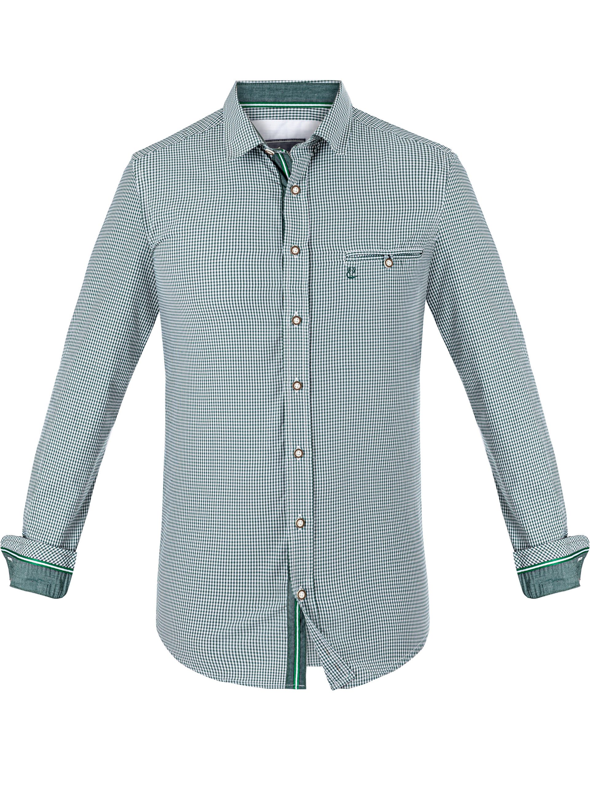 FUCHS Trachtenhemd Trachtenhemd Herren Grün Slim Fit Oktoberfest Kentkragen bayrisch (1-tlg)