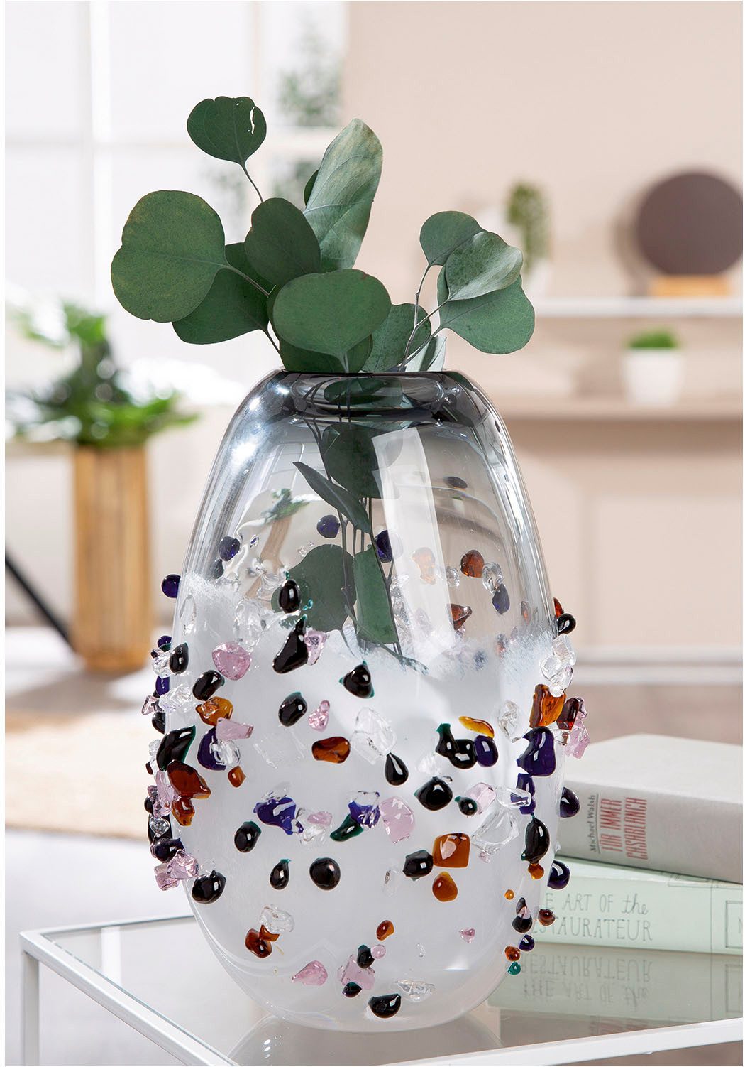 Tischvase Vase Stones schwarz transparent