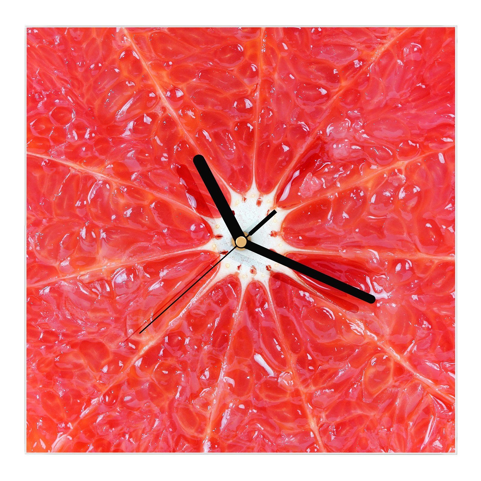 30 Wanduhr Größe 30 mit x Glasuhr Saftige Grapefruit Wanduhr Primedeco Motiv Wandkunst cm