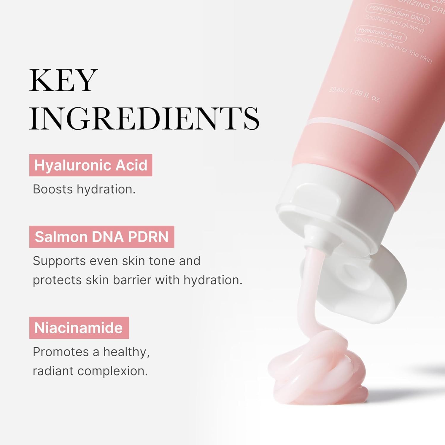 Medicube Tagescreme PDRN Pink Hyaluronic Moisturizing Cream 50ml – Koreanische Feuchtigkeitscreme mit Salmon DNA, 10-fach Hyaluronsäure, Niacinamid, Ceramiden & Peptiden – Hydration, Anti-Aging & Hautbarriere-Stärkung