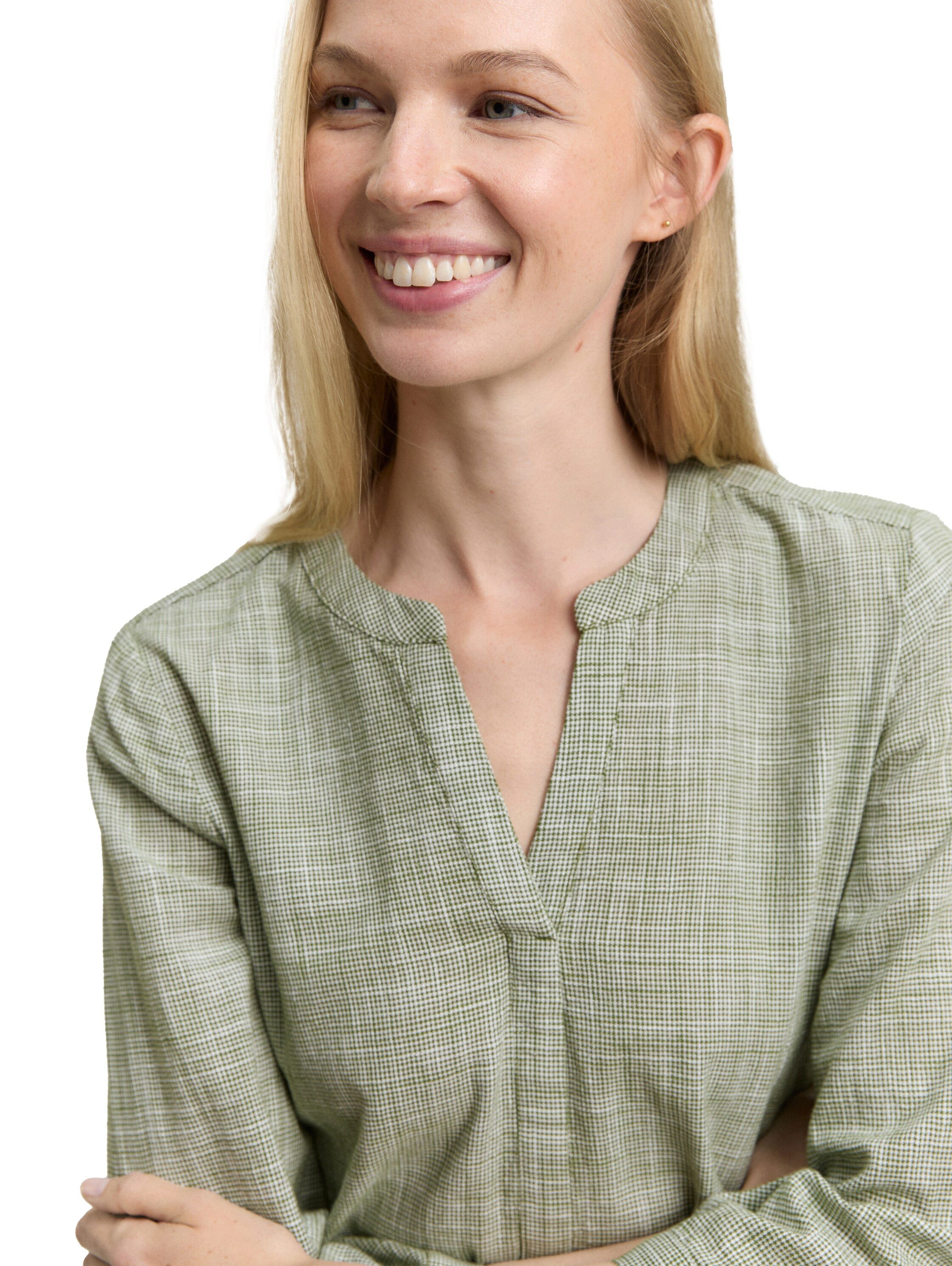 TOM TAILOR Klassische Bluse mit geschlitztem Rundhalsausschnitt